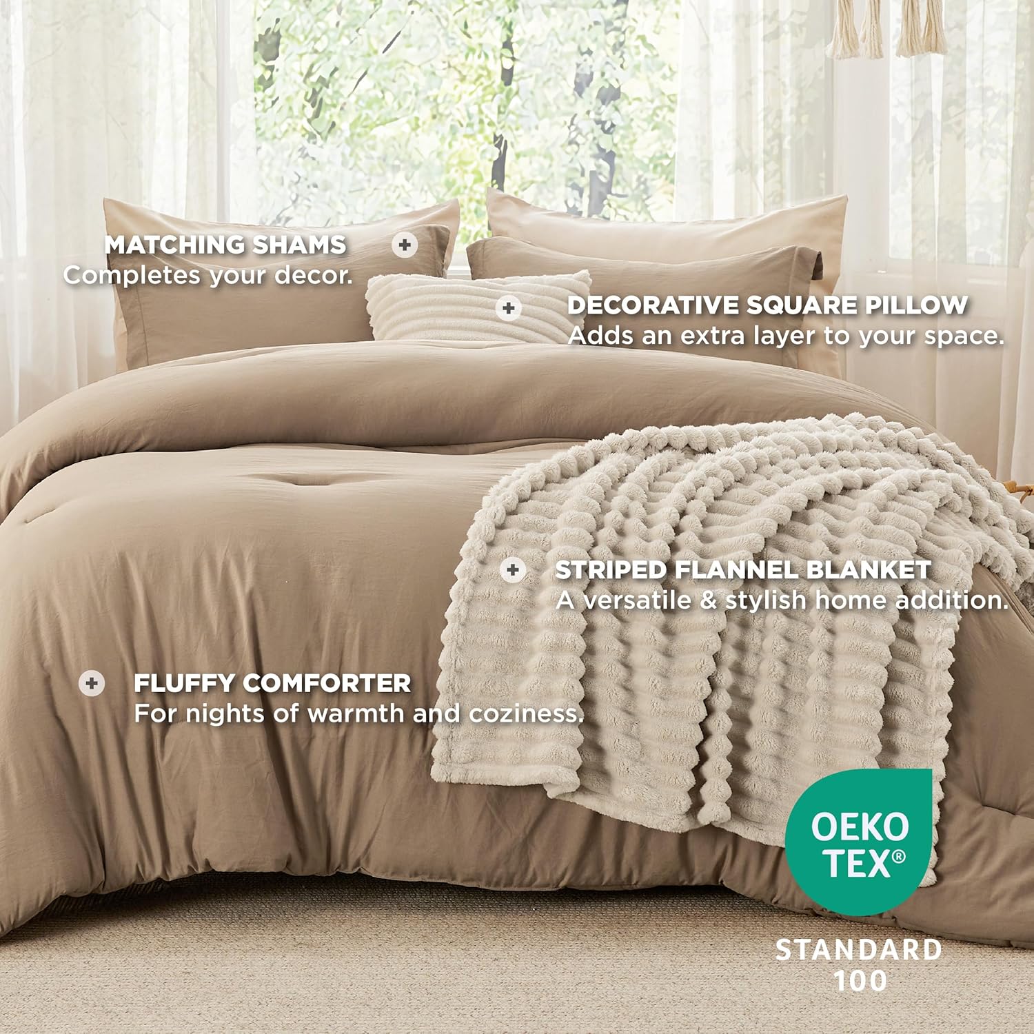 Bedsure Juego de edredón tamaño King de 7 piezas, juego de edredón tamaño King de 5 piezas.