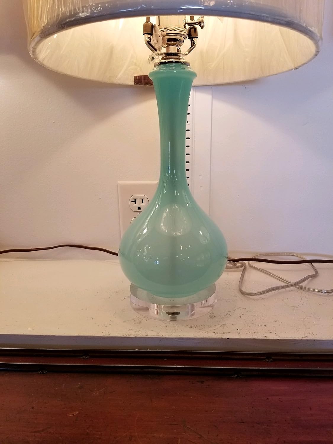 B&P Lamp Base de lámpara de acrílico transparente redonda de 6 pulgadas de diámetro con forma de alambre