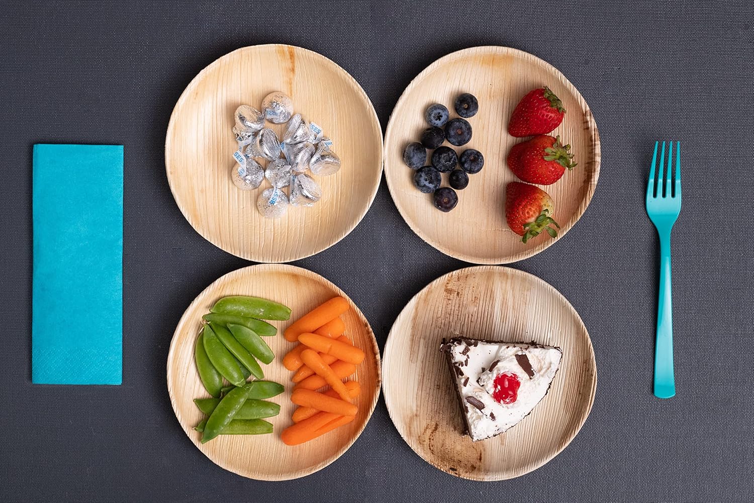 Platos redondos pequeños de postre de hoja de palma de 6 pulgadas, paquete de 50 unidades, igual que los platos de bambú desechables para aperitivos