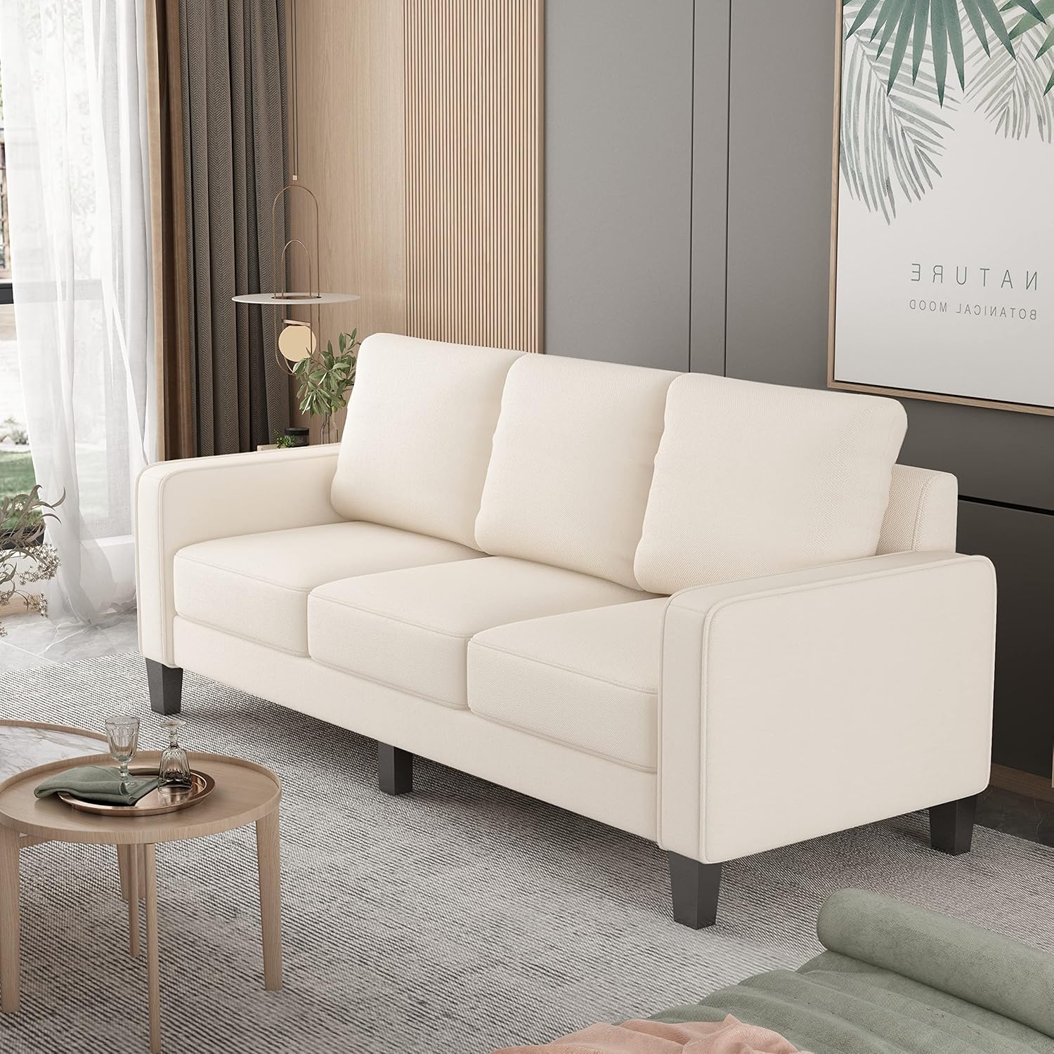 Sofá moderno de tela de 3 plazas de 75 pulgadas, con caja de almacenamiento, con capacidad de peso de 800 libras para sala de estar, dormitorio,