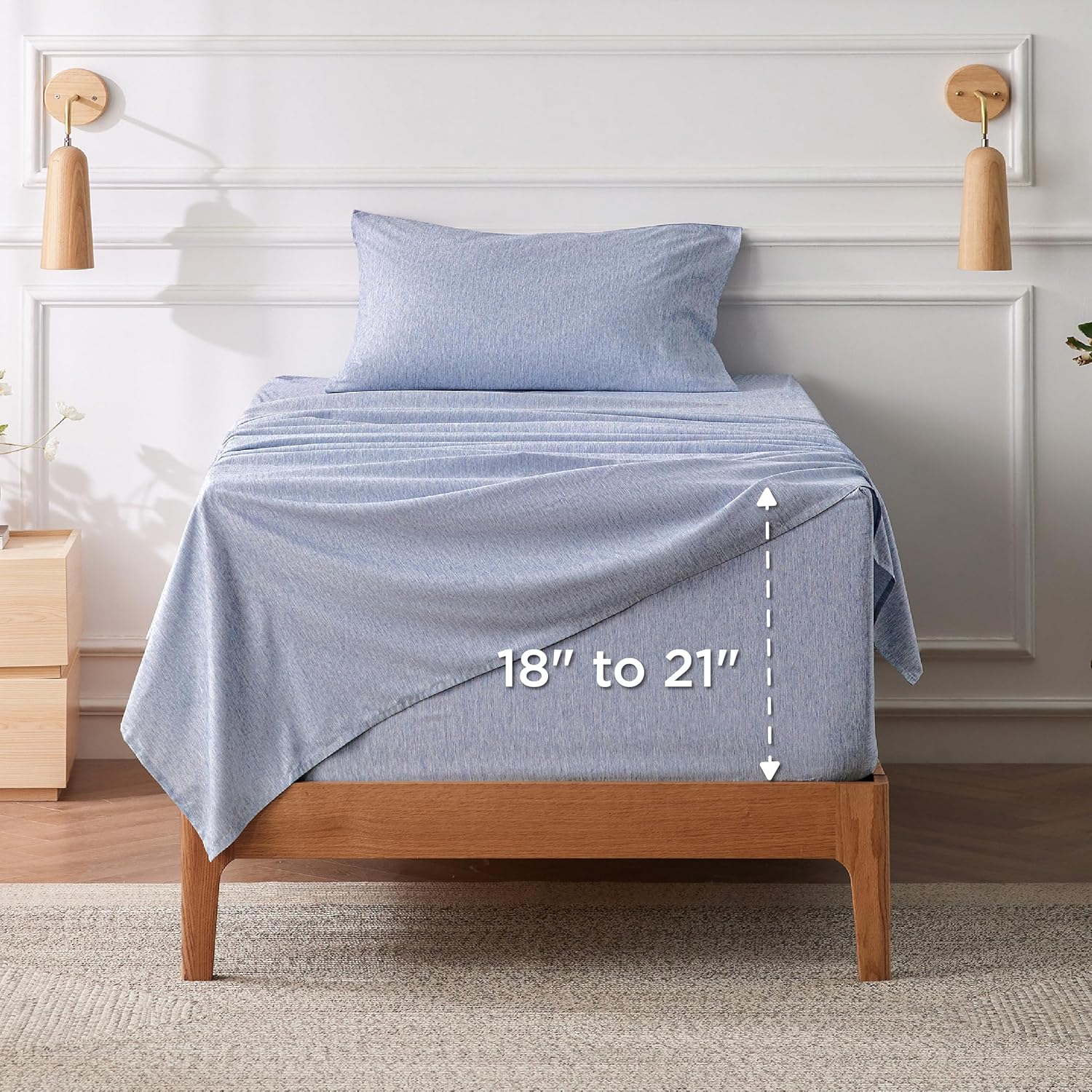 Bedsure Sábanas tamaño individual de bolsillo profundo, sábanas ultrasuaves de colchón de aire teñido catiónico, se adapta a colchones de hasta 21
