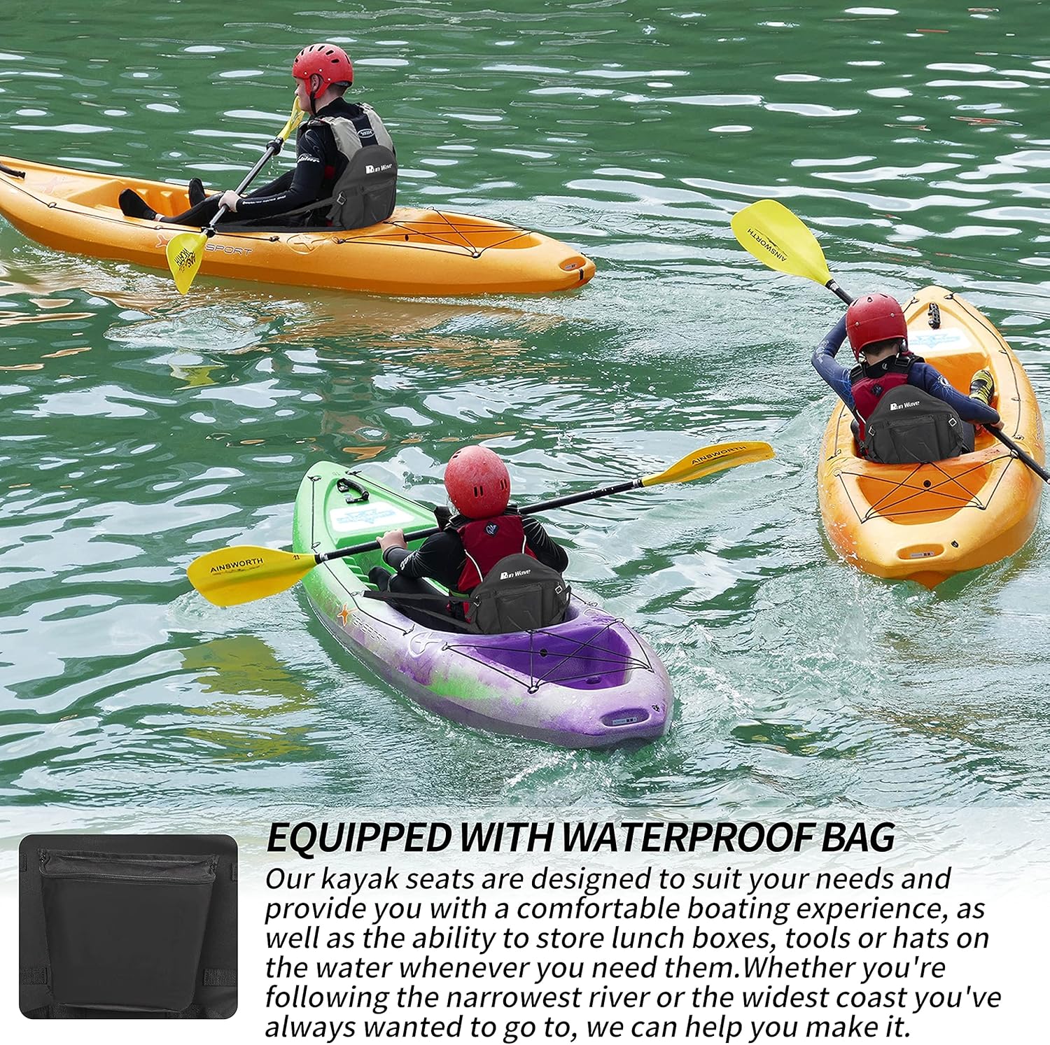 Asiento de kayak de lujo acolchado canoa SUP asiento ajustable para barco cómodo compuesto de secado rápido asiento de pesca respaldo para asiento