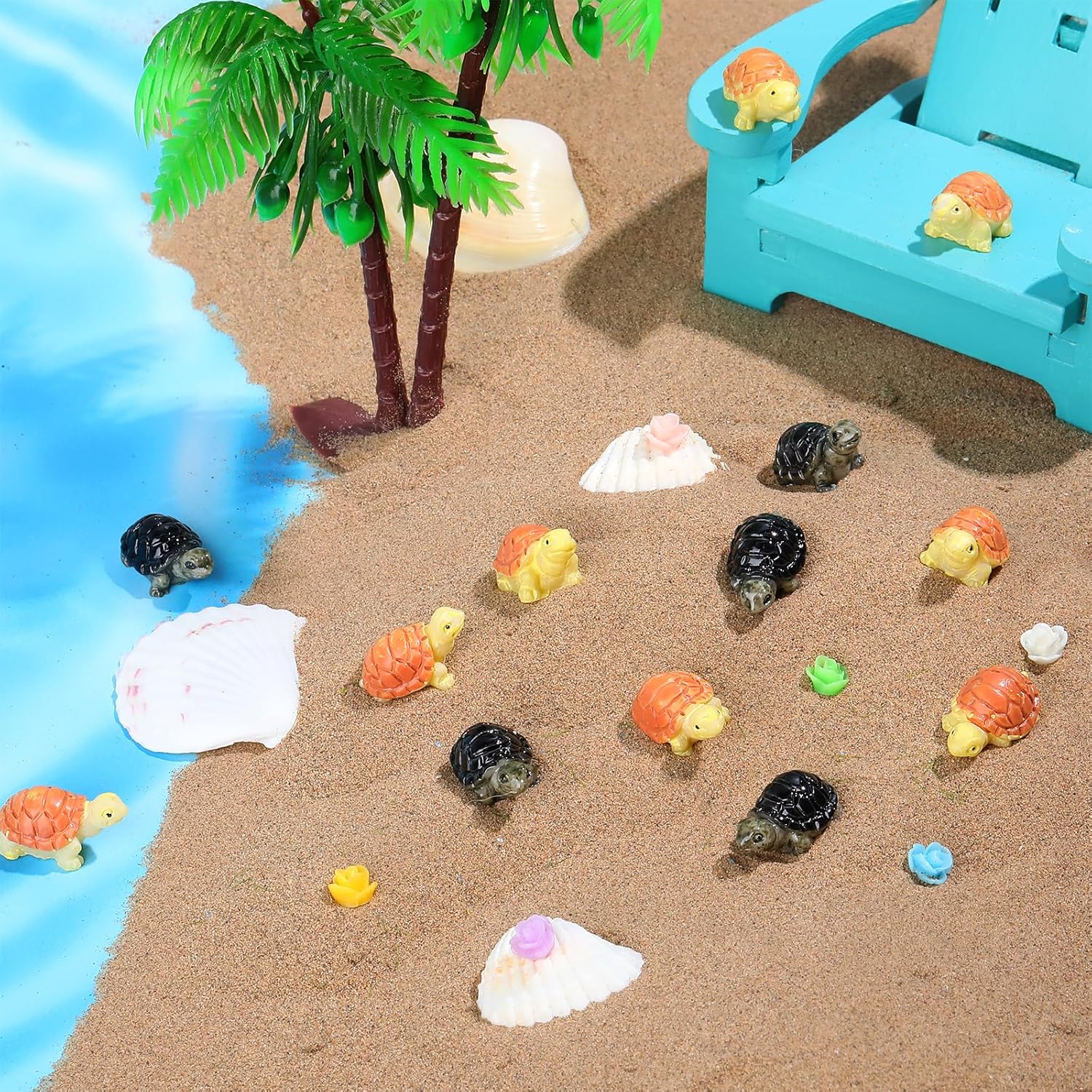 300 figuras miniatura de tortugas en miniatura para jardín, animales de jardín, accesorios de jardín, figuras de tortuga y flores, para bricolaje,