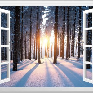 FLFK Mural de pared falso para ventana, adhesivo de pared de nieve de bosque para decoración de pared, calcomanías de pared para pegar y despegar, FLFK Mural de pared falso para ventana, adhesivo de pared de nieve de bosque para decoración de pared, calcomanías de pared para pegar y despegar,