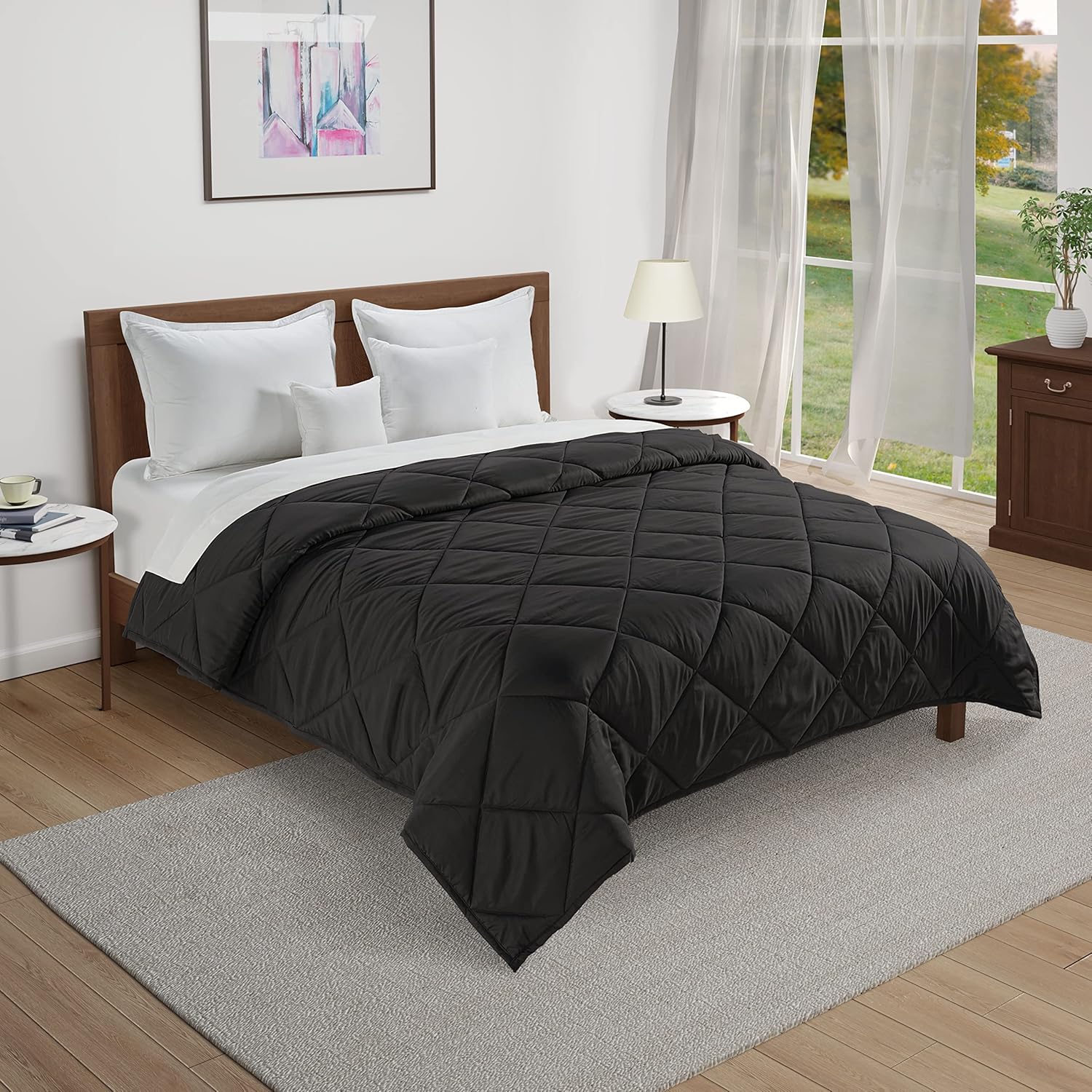 LANE LINEN Manta reversible ligera de tamaño individual para cama y sofá  Manta de microfibra alternativa al plumón para todas las estaciones, fina,