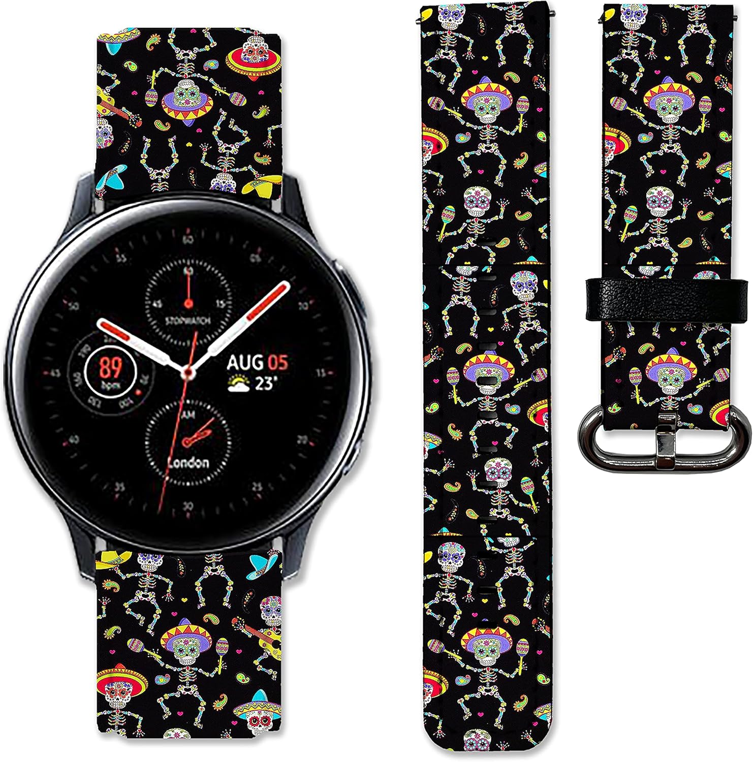 Correa de cuero de repuesto compatible con Samsung Galaxy Watch4 Active 2 Watch4 Classic Active 2 Watch 3 Gear S3 S2 y otros relojes de 20 y 0.866in