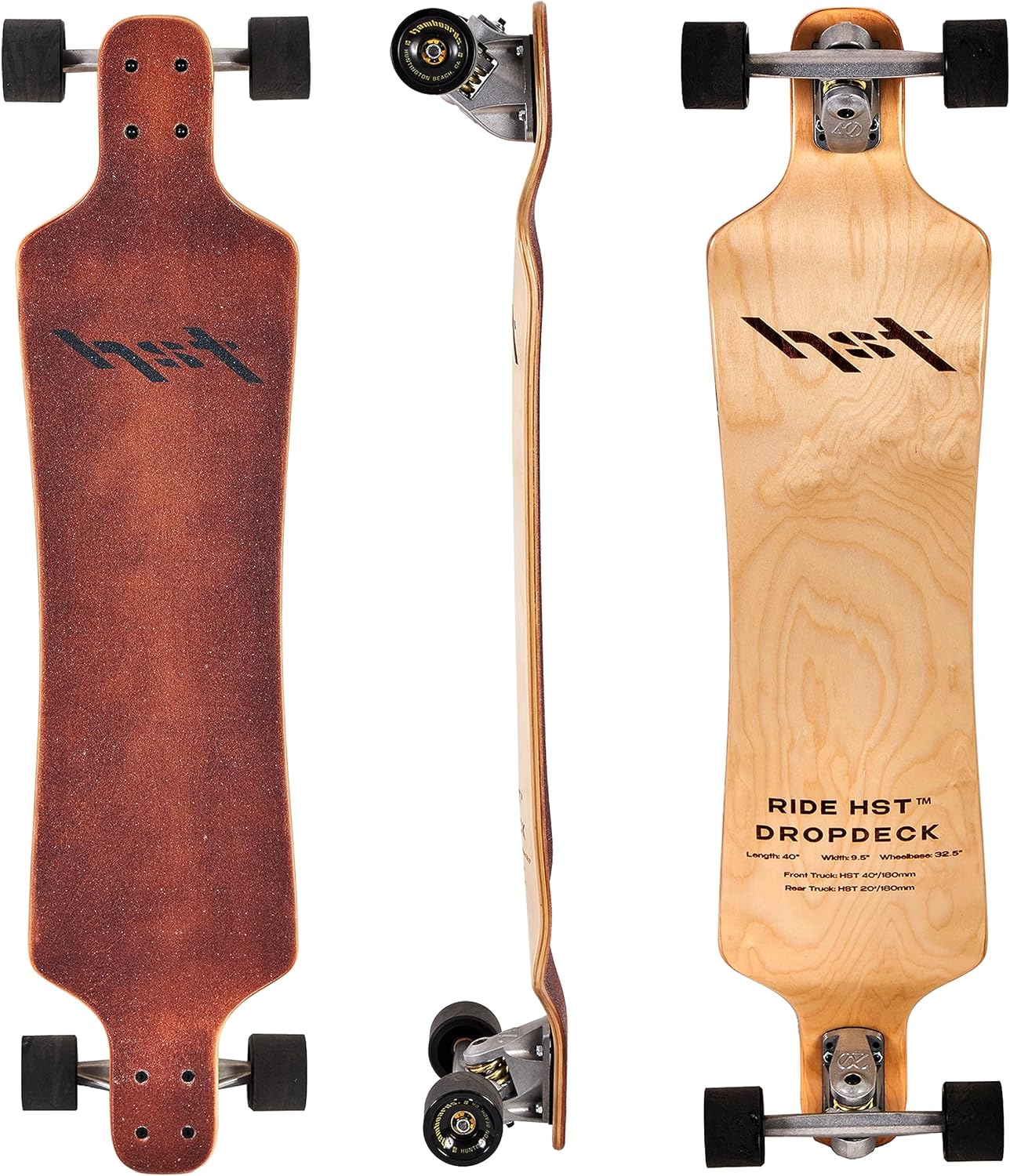 HST Longboard Skateboard Complete Cruiser  Longboard de abedul de 7 capas con camiones patentados para crucero, tallado y diversión de estilo libre.