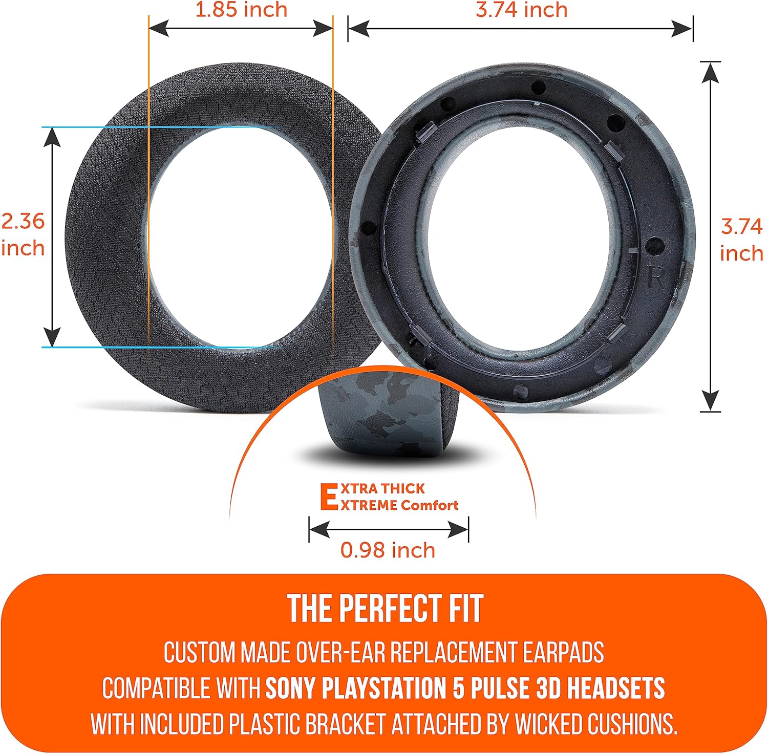 WC Freeze Ps5 V2 – Almohadillas de gel refrescante compatibles con auriculares Sony PS5 Pulse 3D de Wicked Cojines, mayor apertura de oídos, grosor,