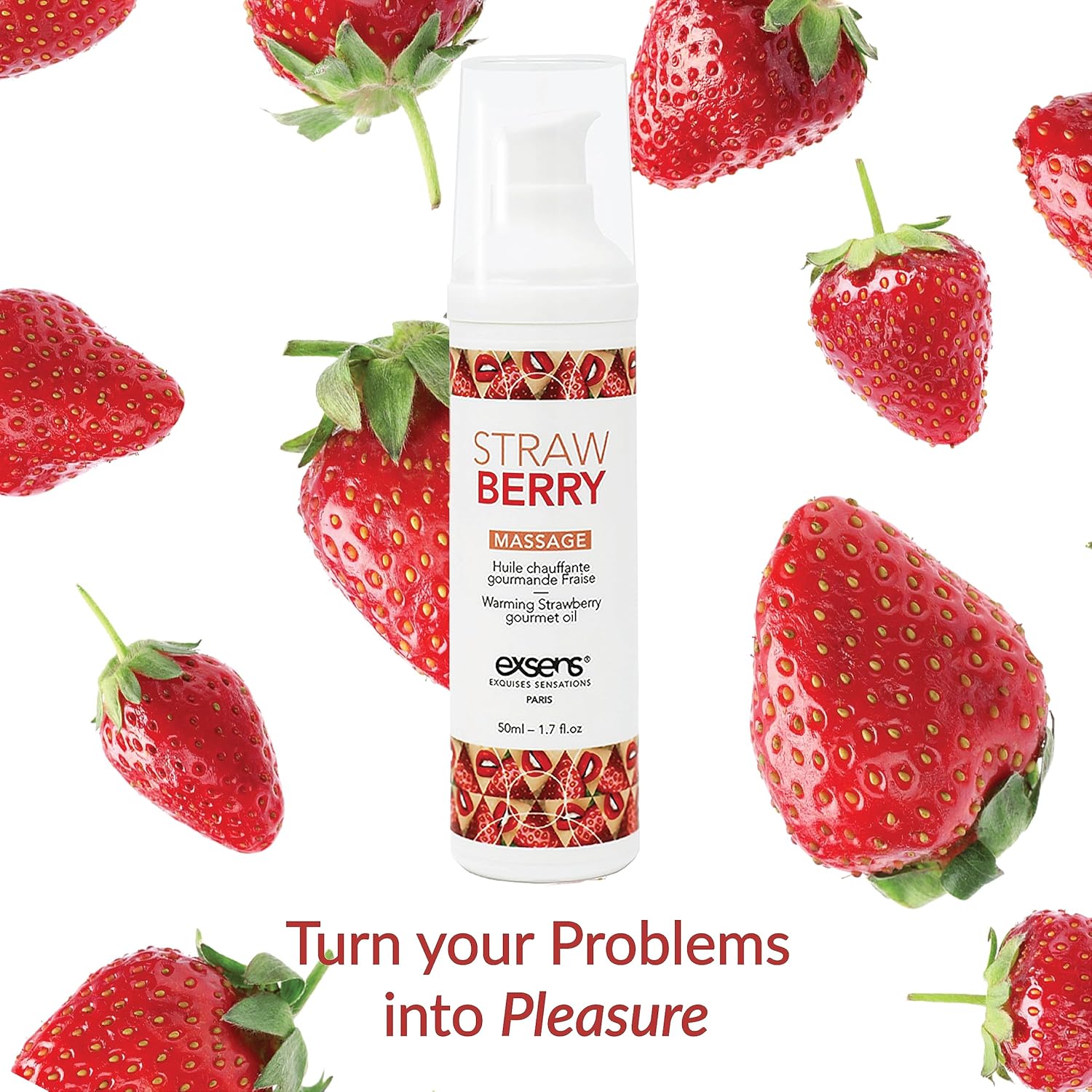 Exsens Aceite de masaje cálido sabor Stawberry y Sex on the Beach, para hombres, mujeres y parejas, todo natural, paquete de 2