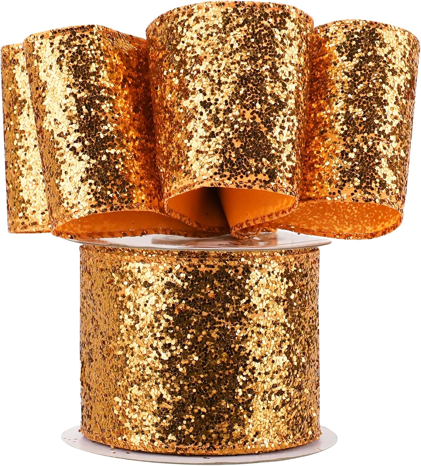 AIMUDI Cinta naranja quemada con alambre de 2.5 pulgadas, cinta naranja de Navidad para decoración de árbol de Navidad, otoño, Acción de Gracias,
