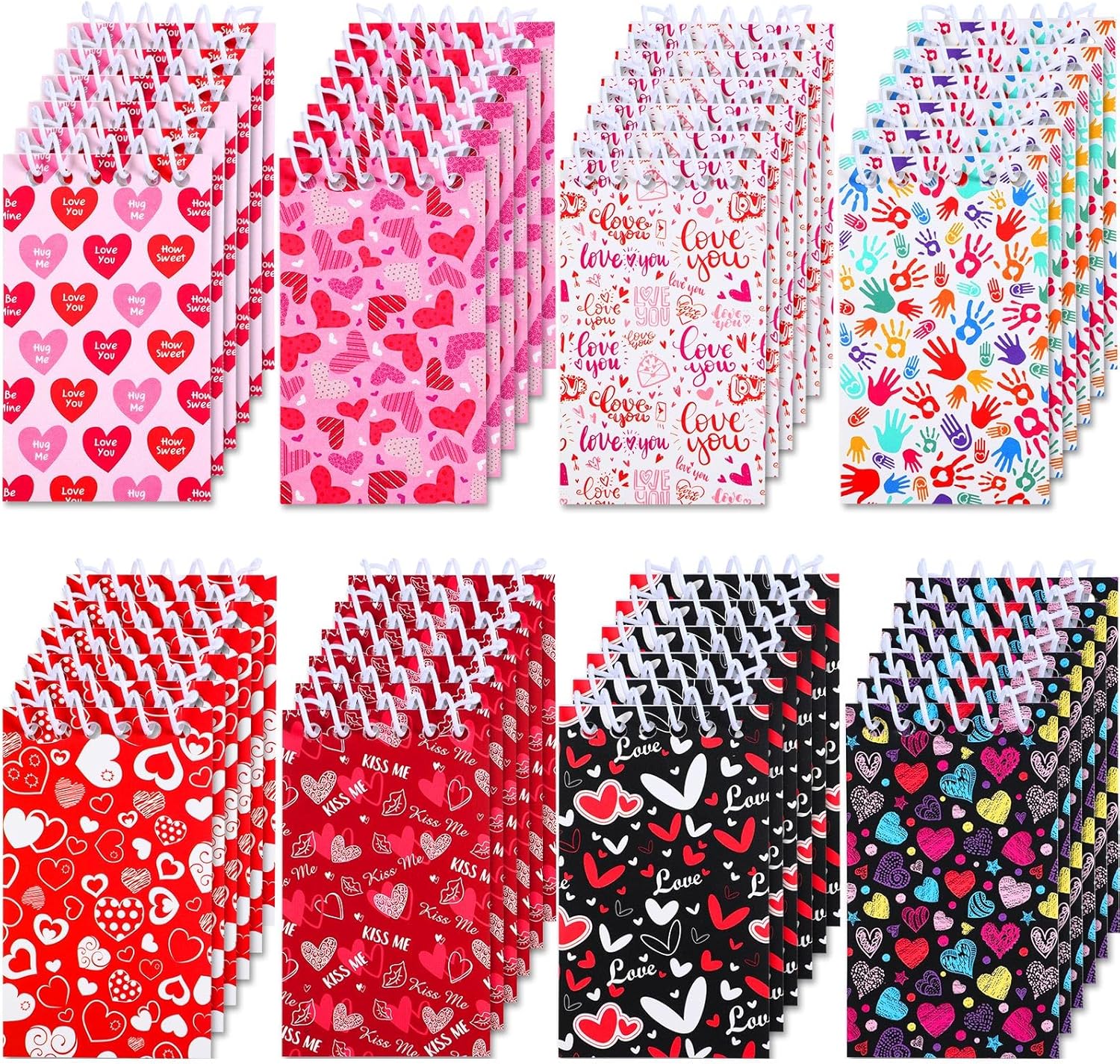 Zonon Mini bloc de notas para el día de San Valentín, mini bloc de notas de corazón diminuto, cuadernos en espiral, para profesores, estudiantes,