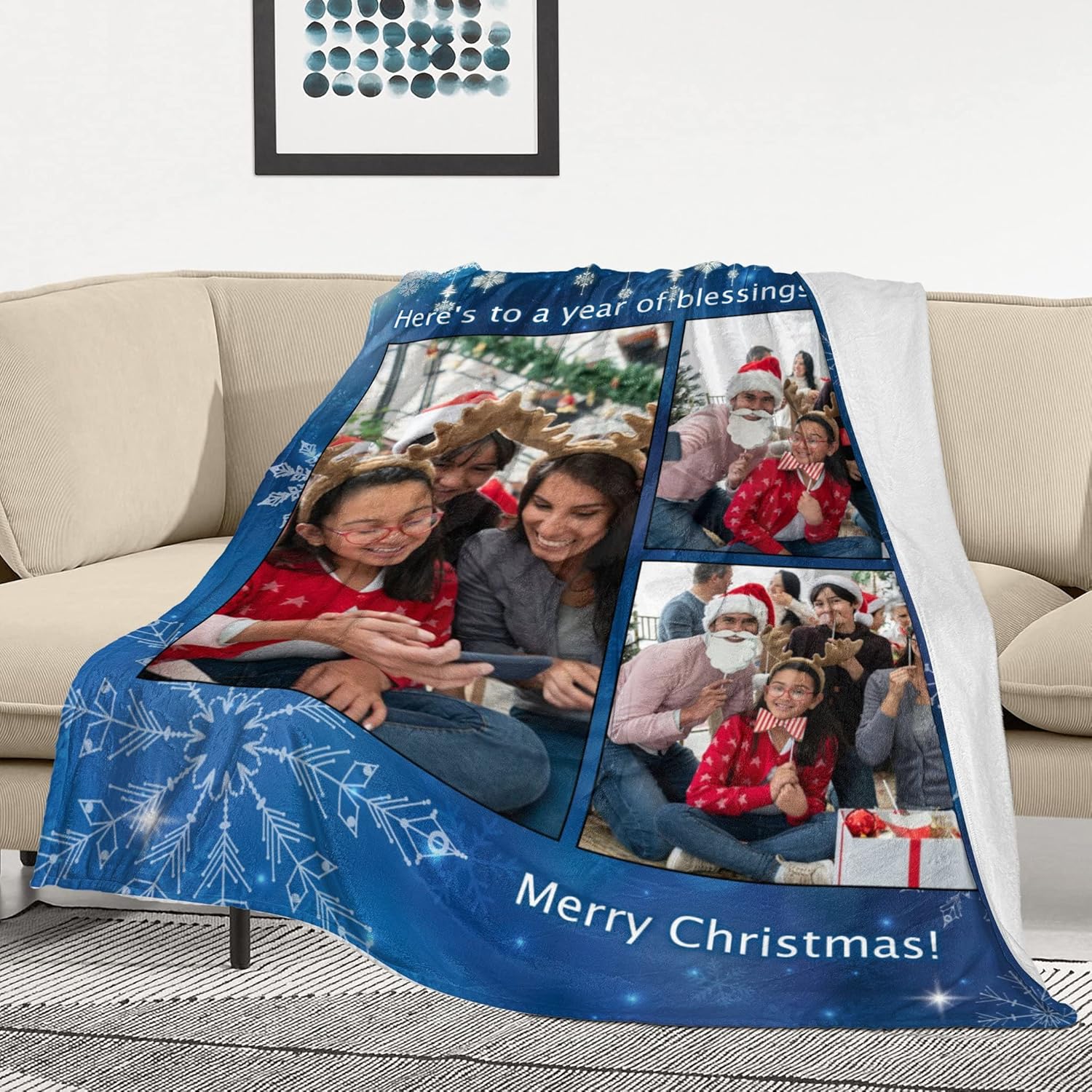 Mantas personalizadas para Navidad, mantas de franela personalizadas con texto de fotos, feliz año nuevo, vacaciones, Navidad, regalos