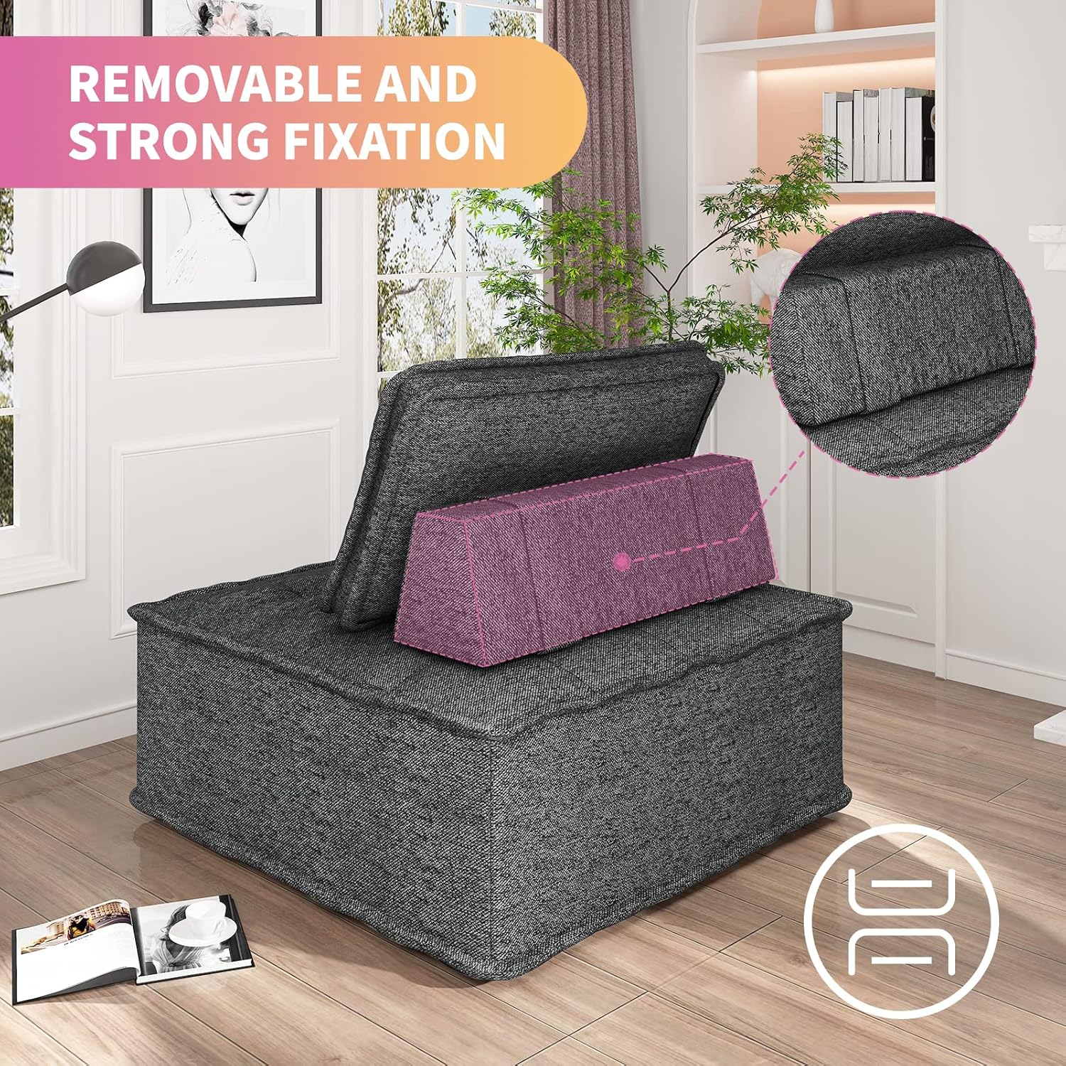 Mixoy Sofá modular seccional, sofá para sala de estar, oficina, apartamento, descanso, 1 unidad, combinación de bricolaje, sofá cama de gran tamaño,