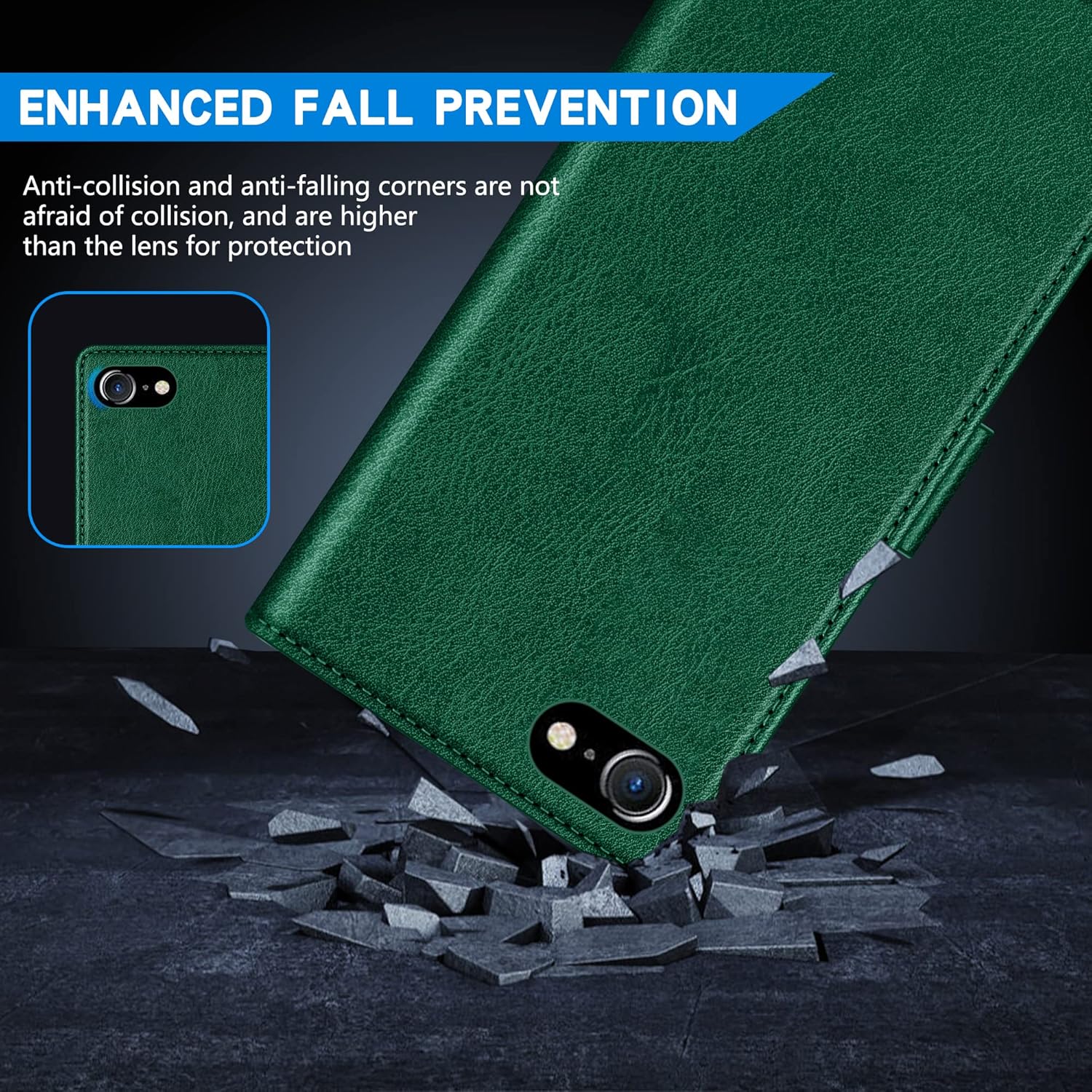 ZZXX Funda tipo cartera para iPhone 7iPhone 8iPhone SE 2022 (2020) con bloqueo RFID, ranura para tarjetas, función atril, cierre magnético, funda