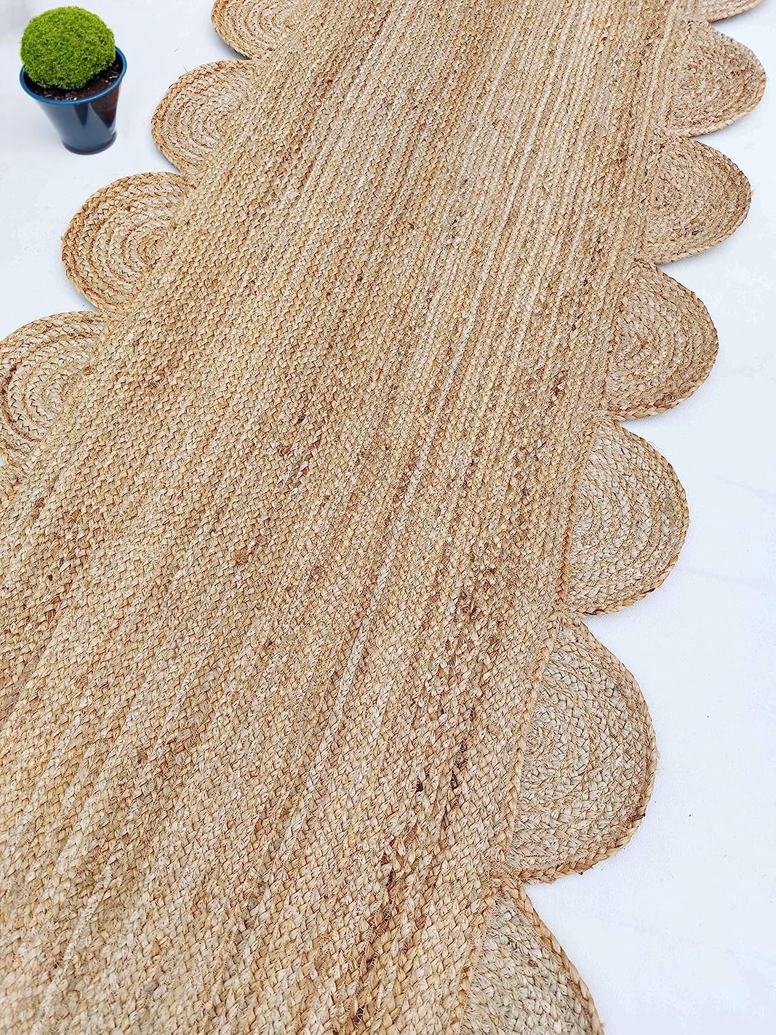 Alfombra de yute festoneado de 5 x 7 pulgadas, alfombra de baño bohemia natural de 2 x 3 pulgadas, alfombra de pasillo de yute para cocina, 2.6 x 6