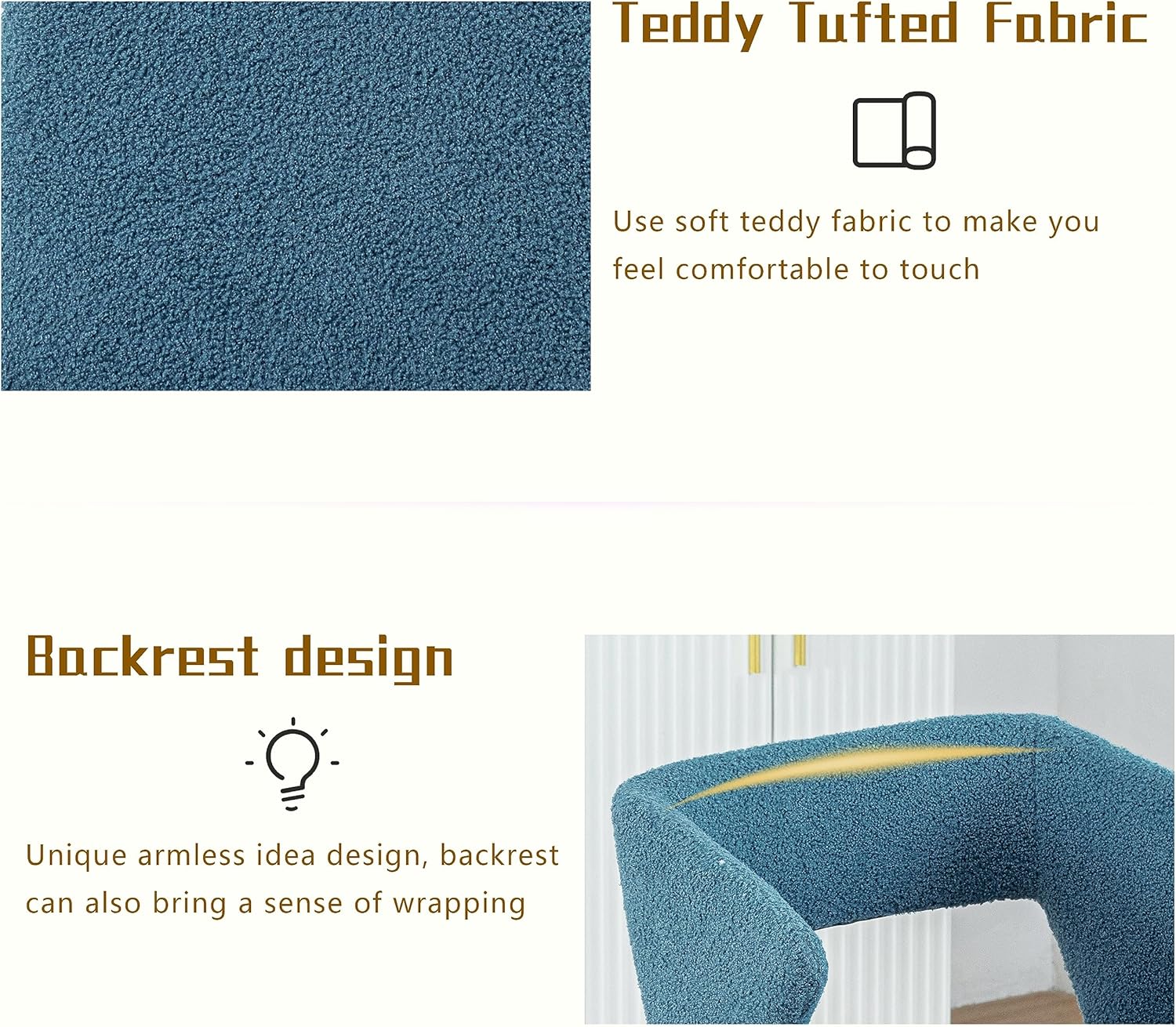 Modern Boucle – Silla decorativa de sherpa, silla armada de tela de cordero, cómoda silla individual copetuda para lectura, dormitorio, oficina y