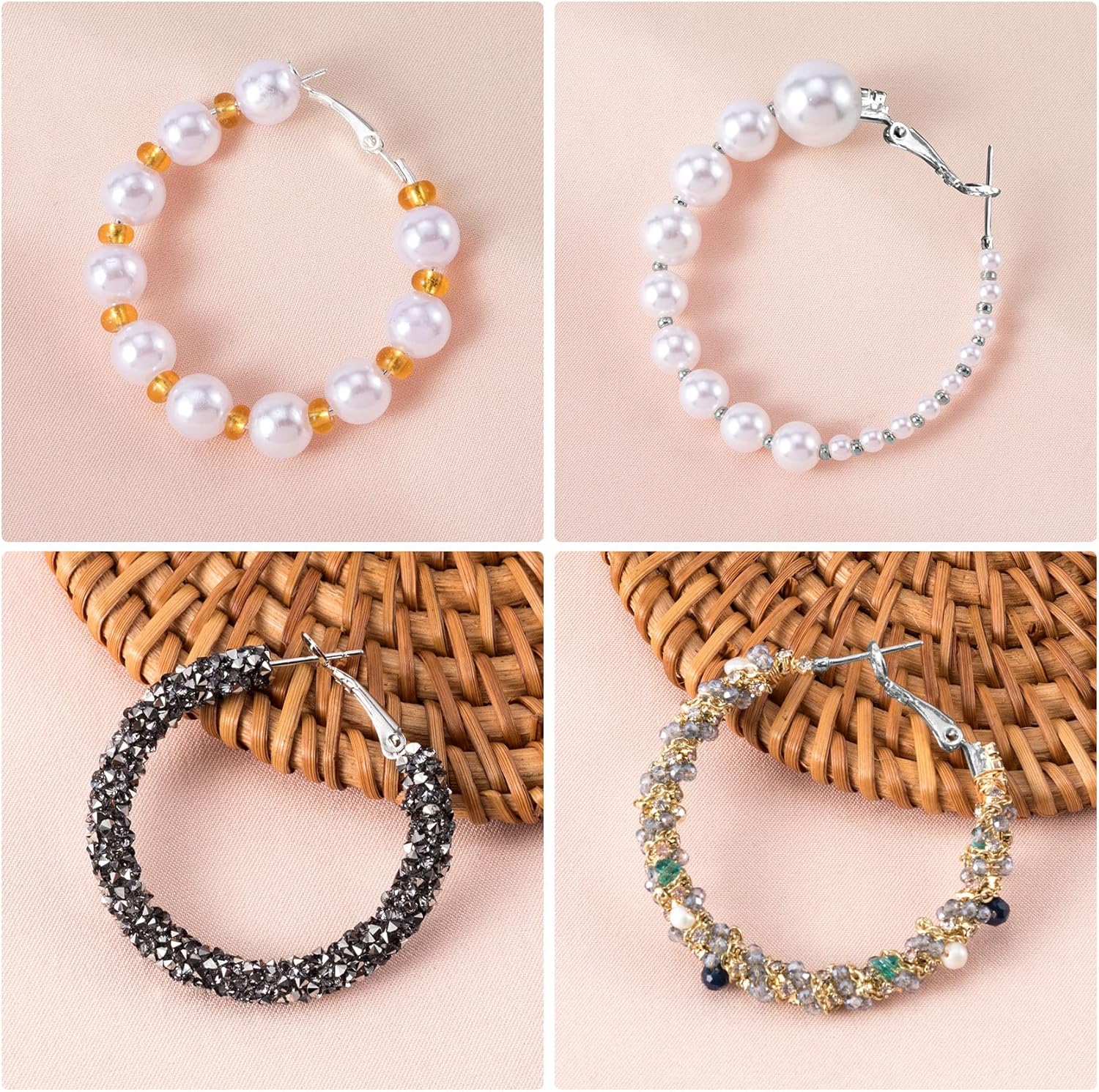 PAGOW 96 aros de aretes para hacer joyas, aretes redondos de aleación hipoalergénica, aretes de plata abiertos, accesorios de arte para manualidades