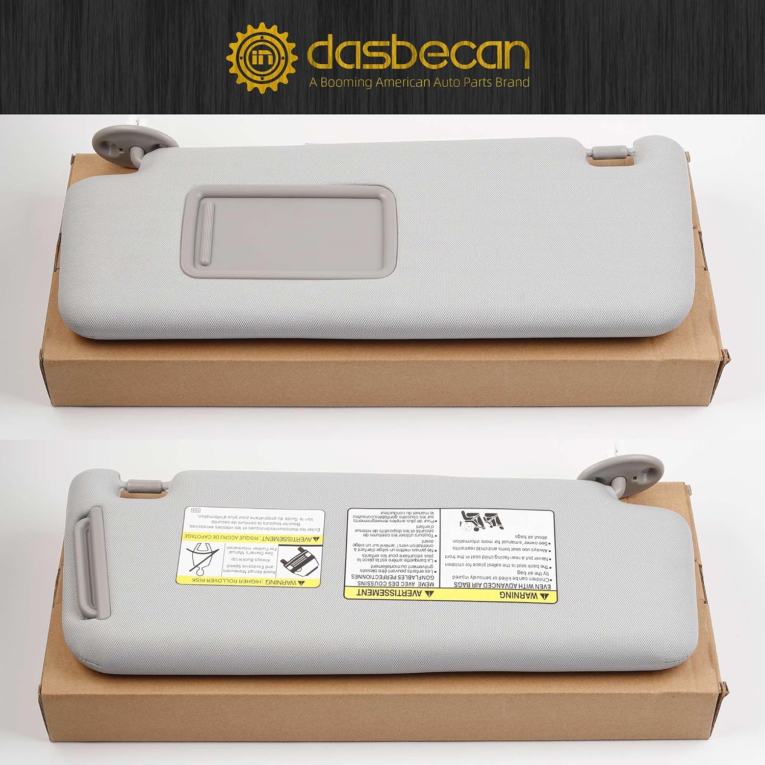 Dasbecan Visera solar delantera izquierda para el lado del conductor con luz de tocador compatible con Toyota 4Runner 2010-2023, reemplaza #