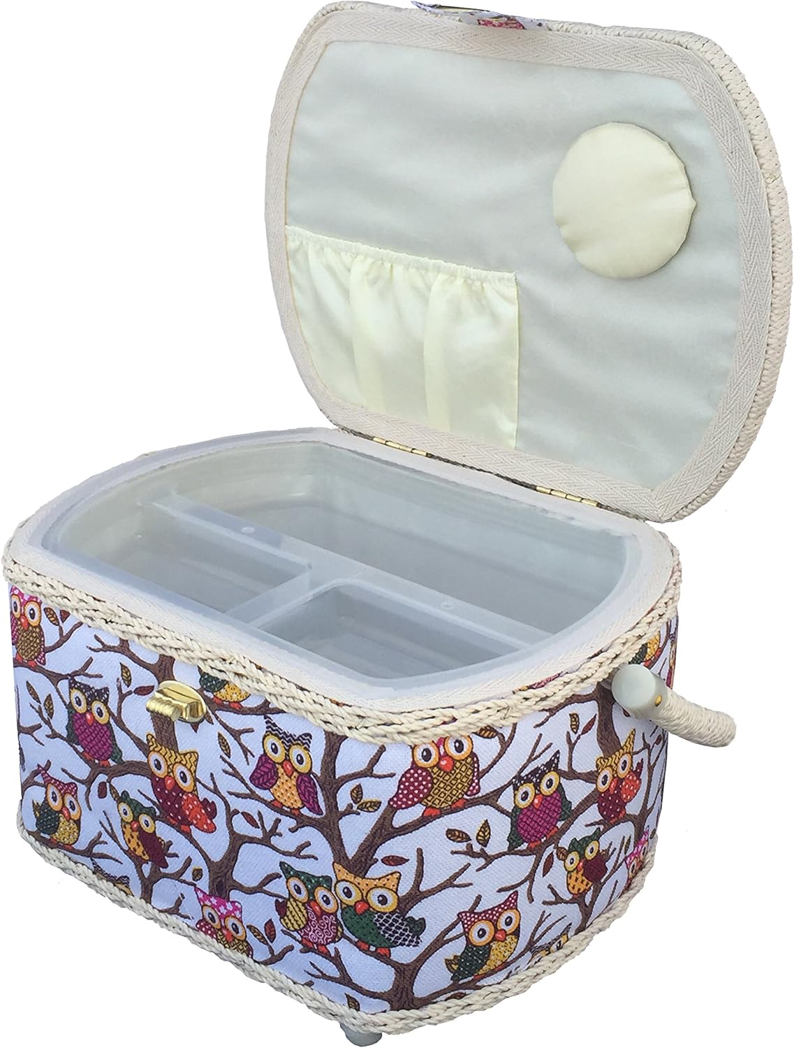 Michley Cesta de coser grande con diseño de búho y kit de costura de 41 piezas, 10.5 x 8 x 6.7 pulgadas