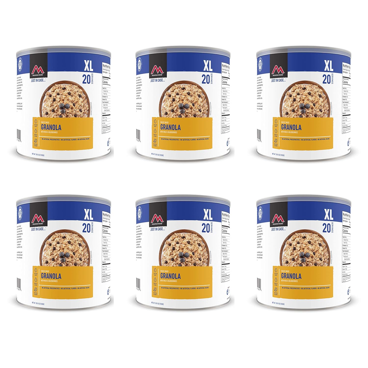 Mountain House Granola liofilizada con leche y arándanos #10 Caza de latas, camping, mochilero, alimentos respaldados por una garantía de sabor de