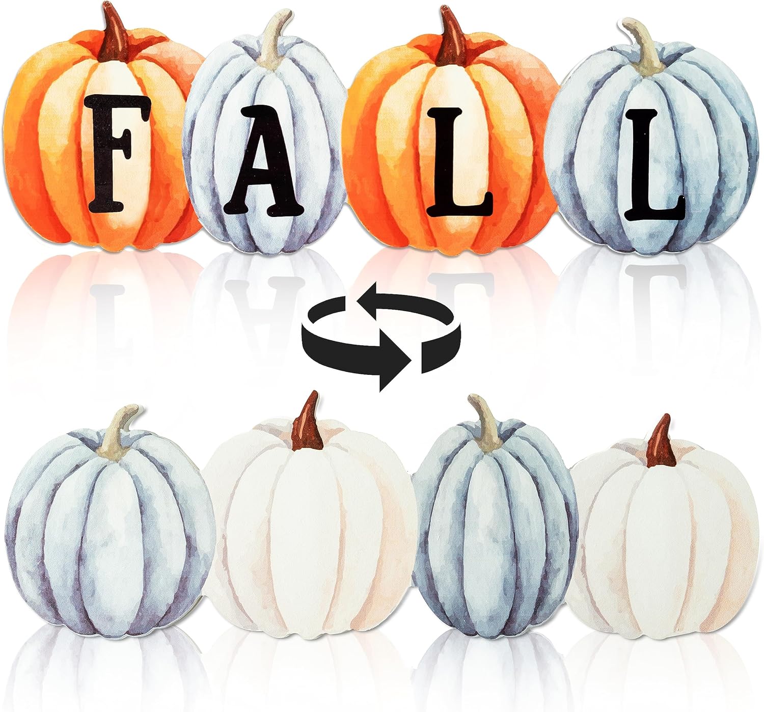 WATINC Decoración de mesa de centro de mesa de madera de calabaza de otoño, decoración de bandeja escalonada de Acción de Gracias, juego de bloques