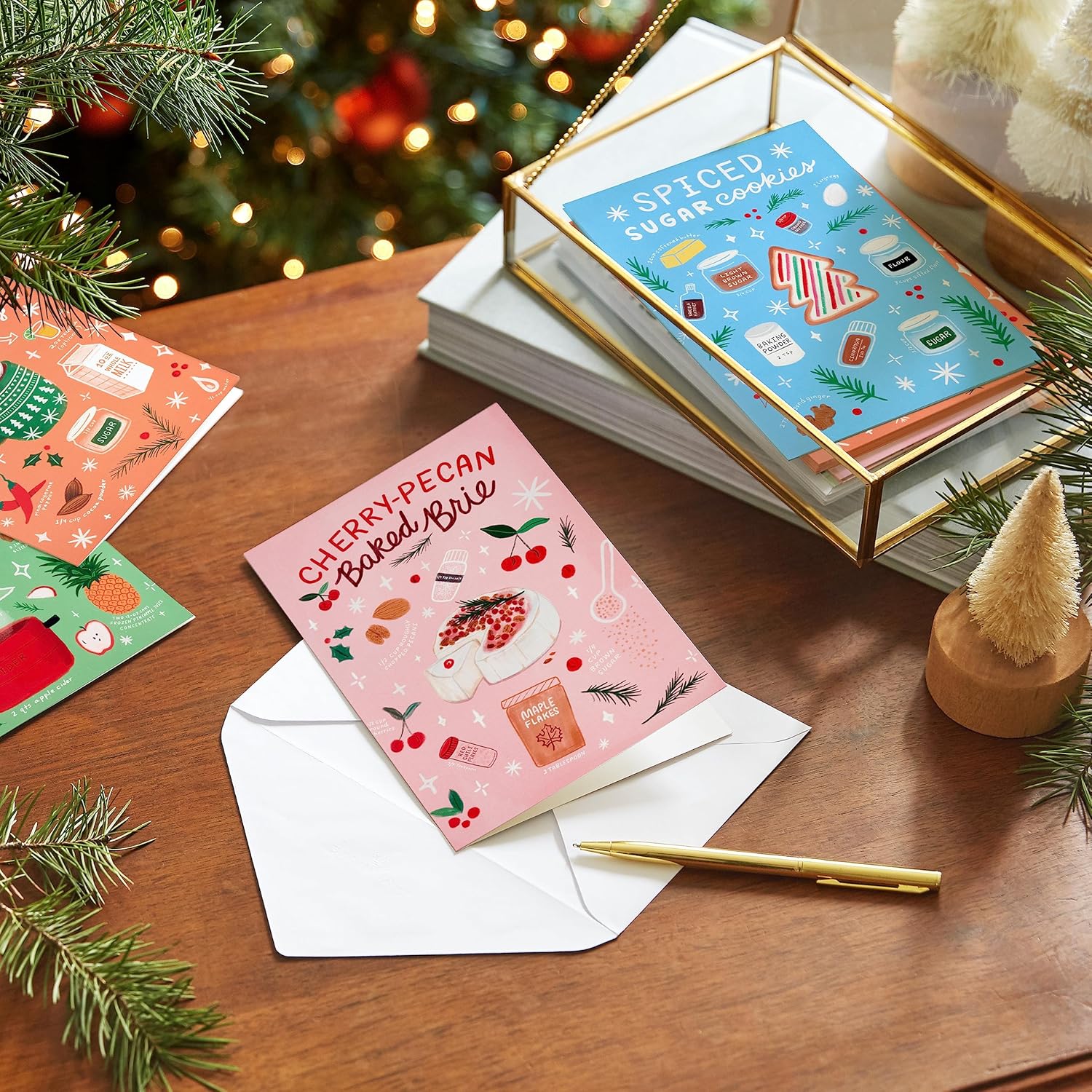 Hallmark Surtido de tarjetas navideñas en caja con recetas navideñas (15 tarjetas con sobres)