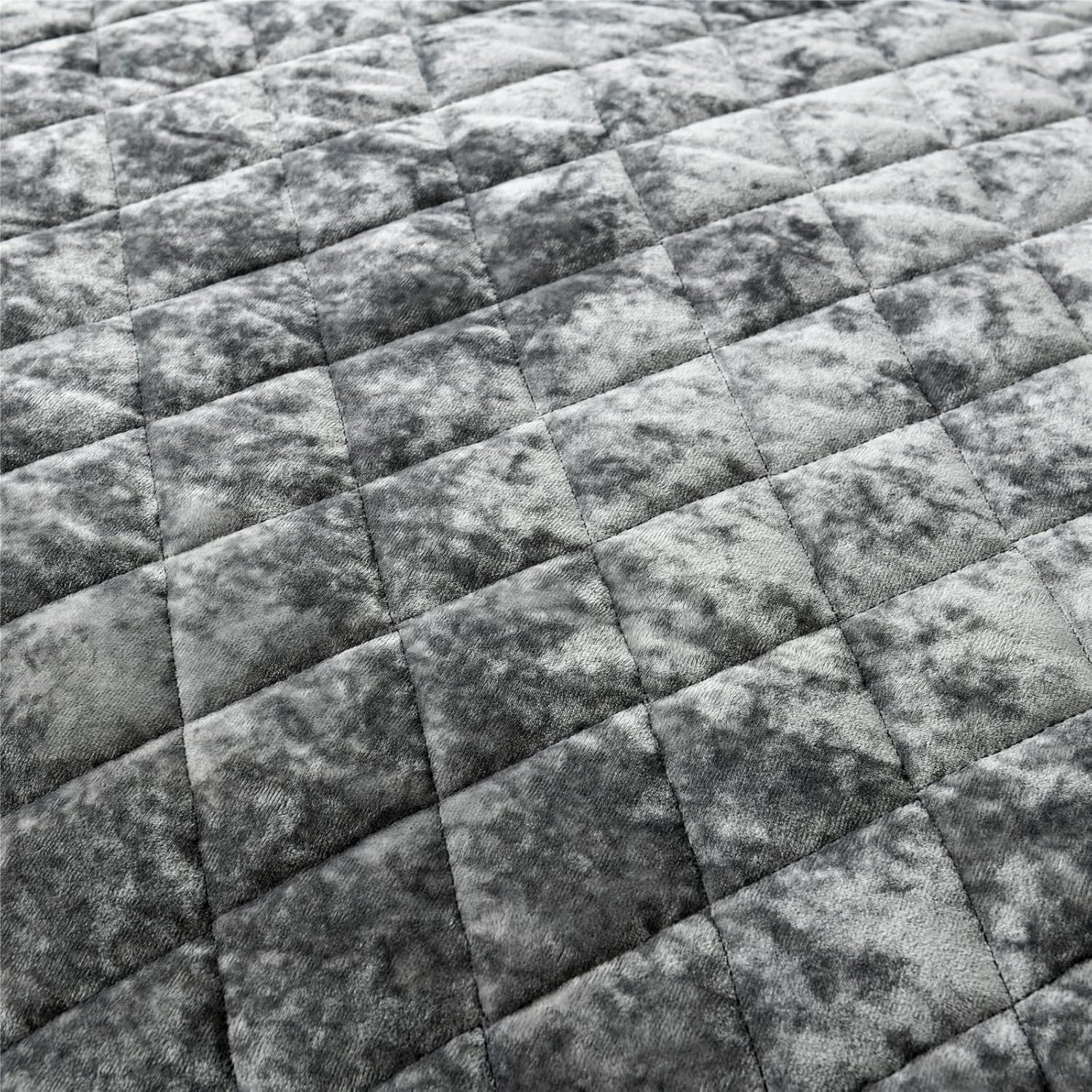 Fredsure Juego de edredón de terciopelo envejecido, 3 piezas gris Queen, cara de terciopelo envejecido y reverso de microfibra cepillada con