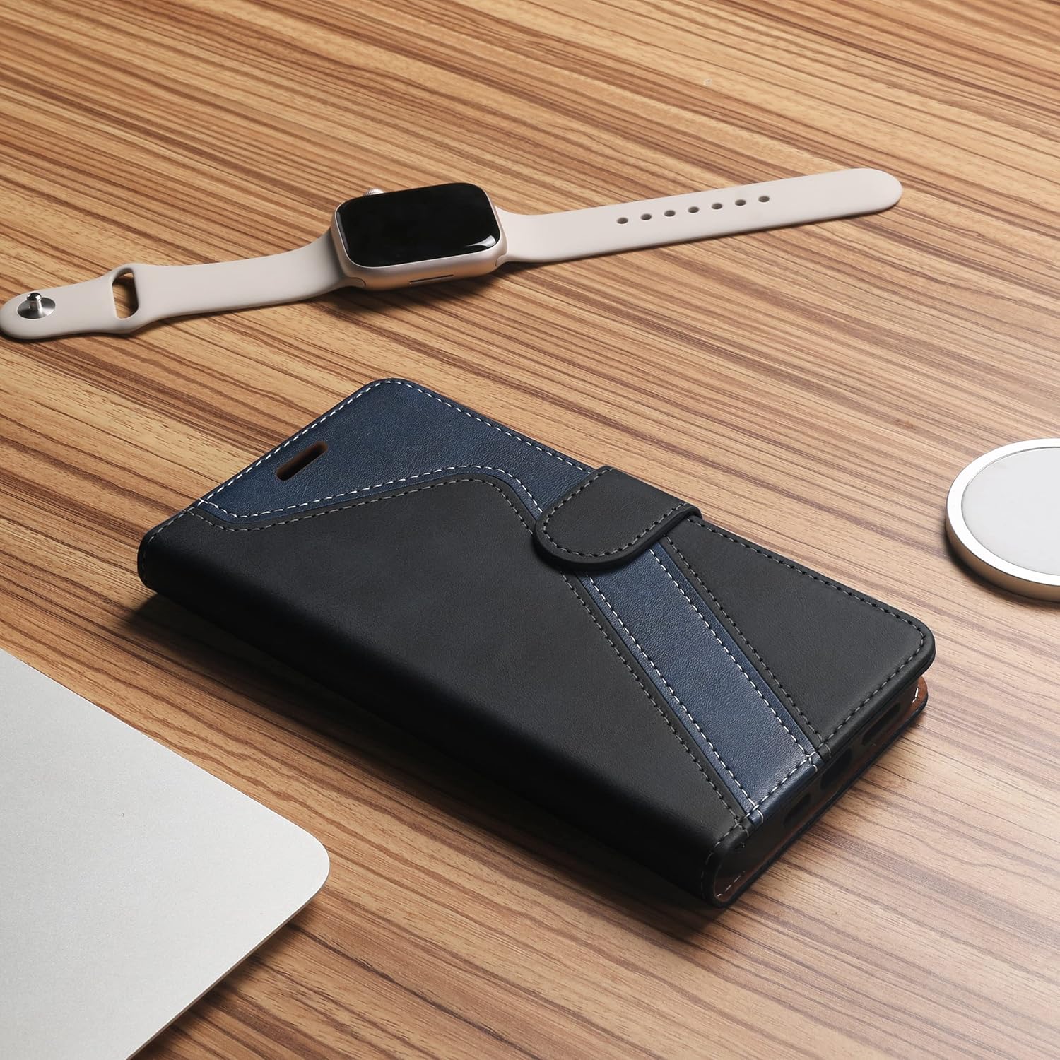 Funda tipo cartera para Samsung Galaxy S22 Ultra, con bloqueo RFID, tarjetero de crédito, funda de piel sintética a juego para Samsung S22 Ultra,