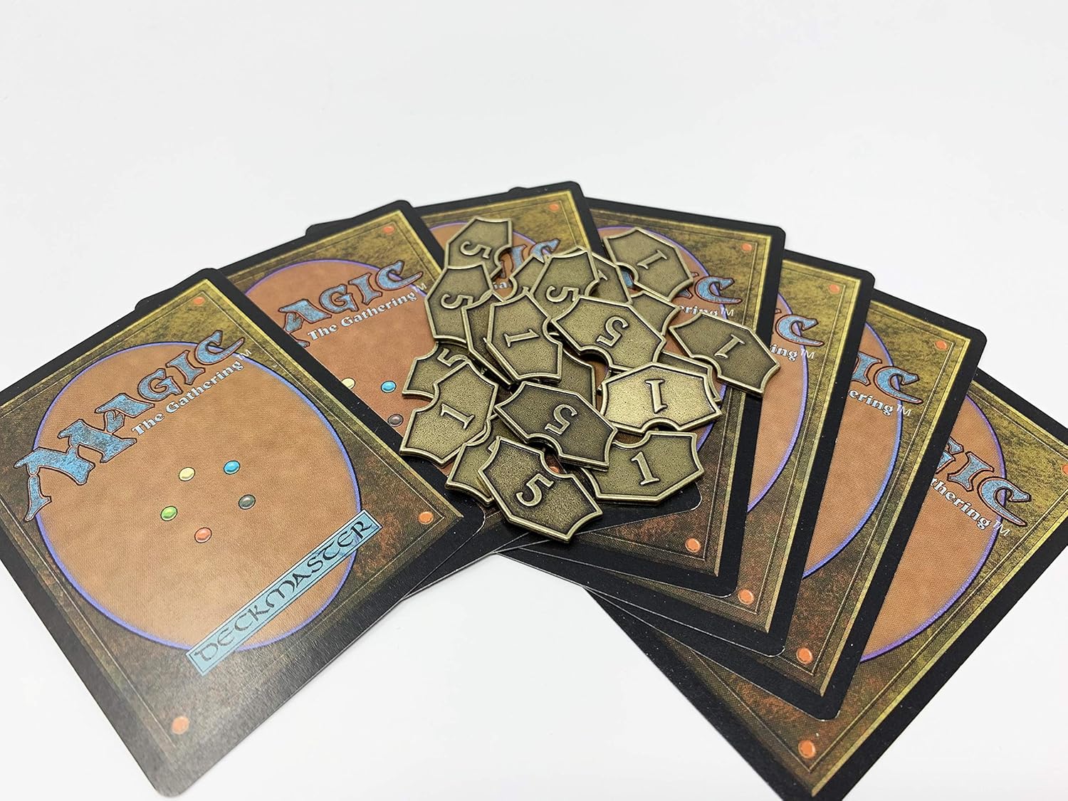 Citadel Black MTG – Juego de 20 fichas de metal para lealtad, con bolsa de cordón de terciopelo, fichas de metal con acabado dorado antiguo, Magic