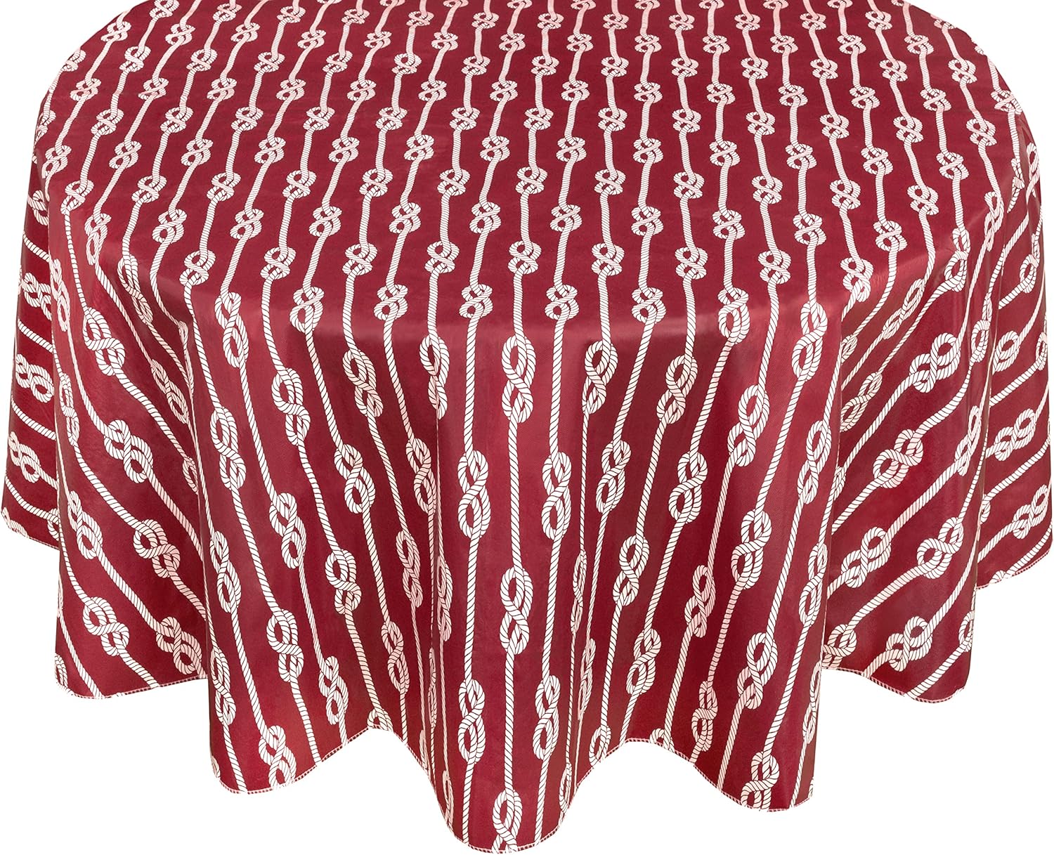 Newbridge Mantel de franela de vinilo con rayas náuticas rojas, mantel de rayas costeras para interiores y exteriores, con parte trasera de franela,