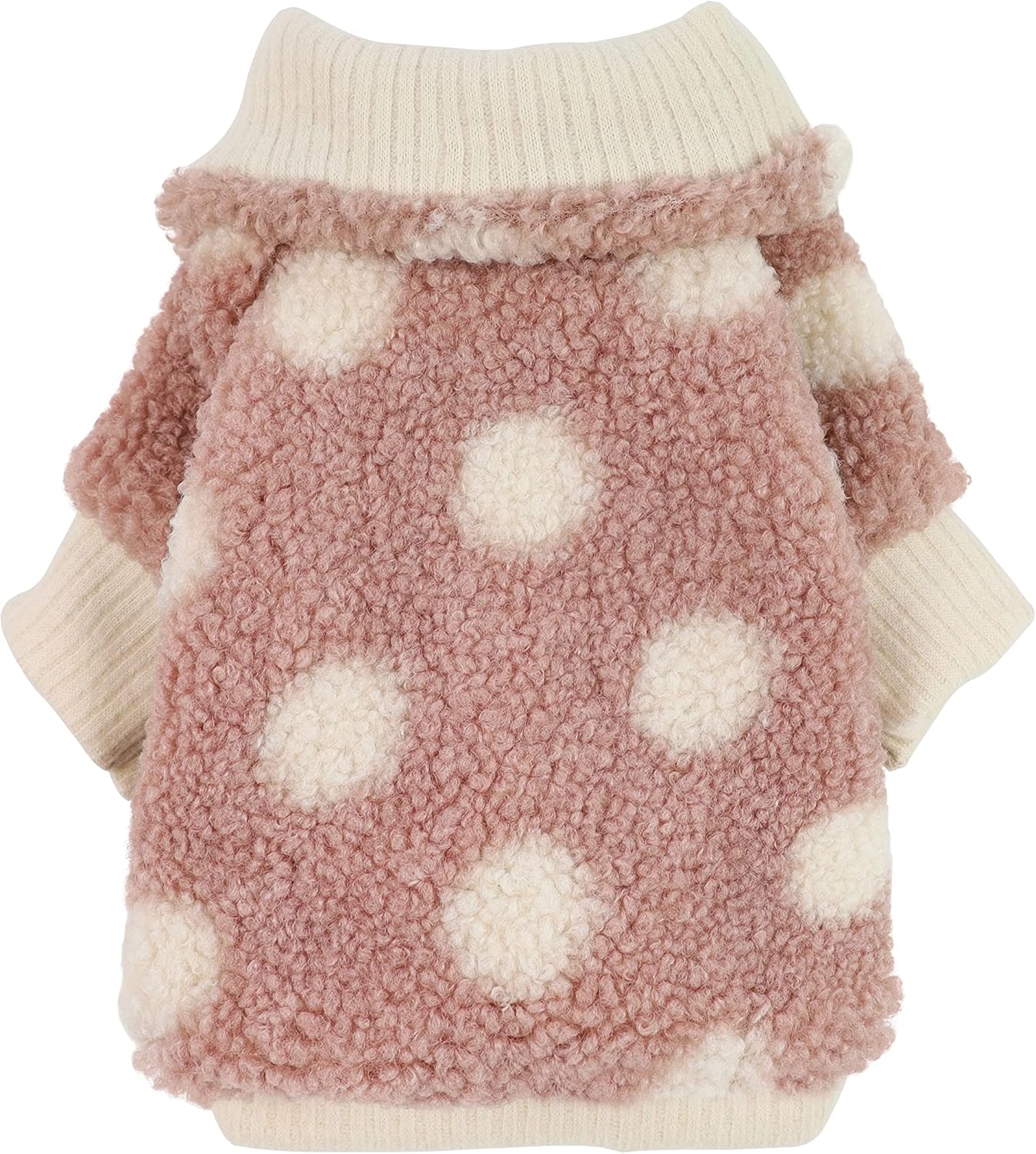 Fitwarm Abrigo de perro de sherpa a lunares, ropa de invierno para perros pequeños y niñas, suéter mullido para mascotas, atuendo para gatos, rosa,