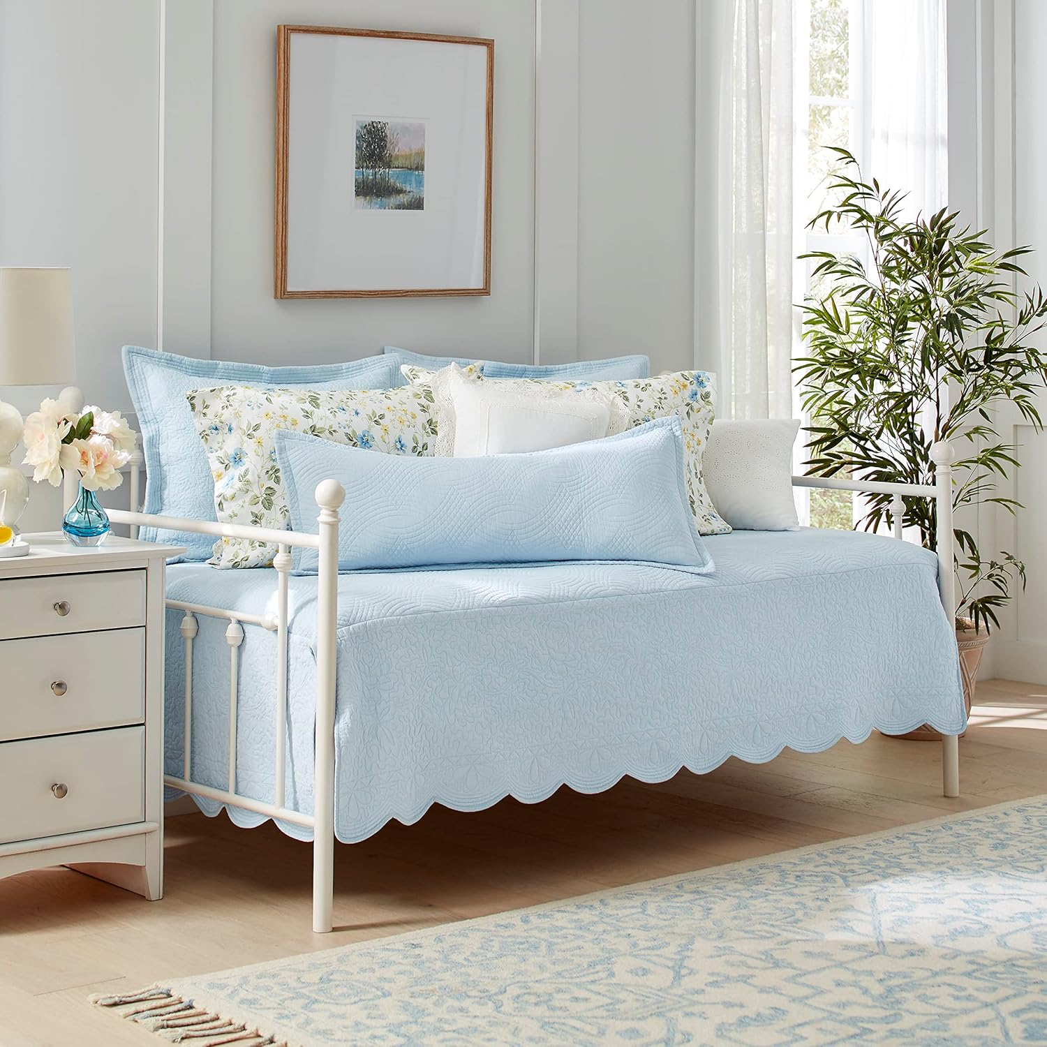 Laura Ashley – Juego de sofá cama, juego de ropa de cama de algodón de 4 piezas, decoración para el hogar de granja para todas las estaciones