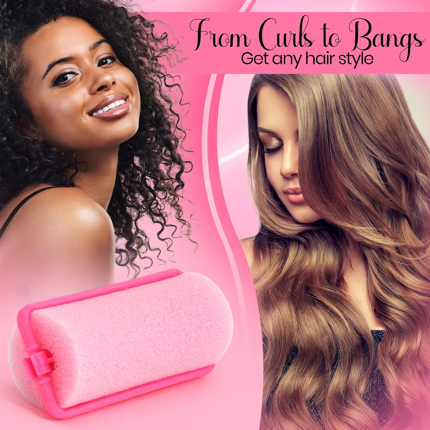 Juego de rodillos de espuma para el cabello, rizadores de cabello sin calor para dormir, autofastecedores, rizadores de ondas suaves para cabello