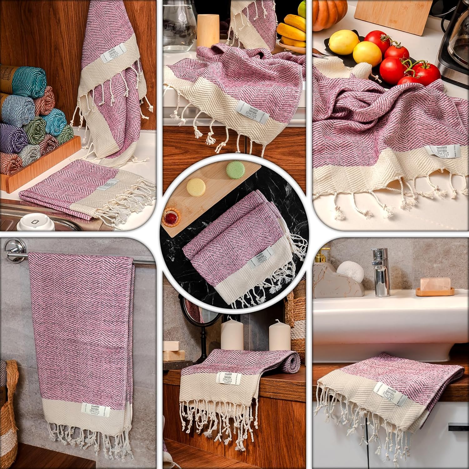 EPHESUS TOWELS Juego de 2 toallas de mano, 18 x 30 pulgadas, algodón turco, toalla de mano turca en espiga para baño, cocina, invitados, cara,