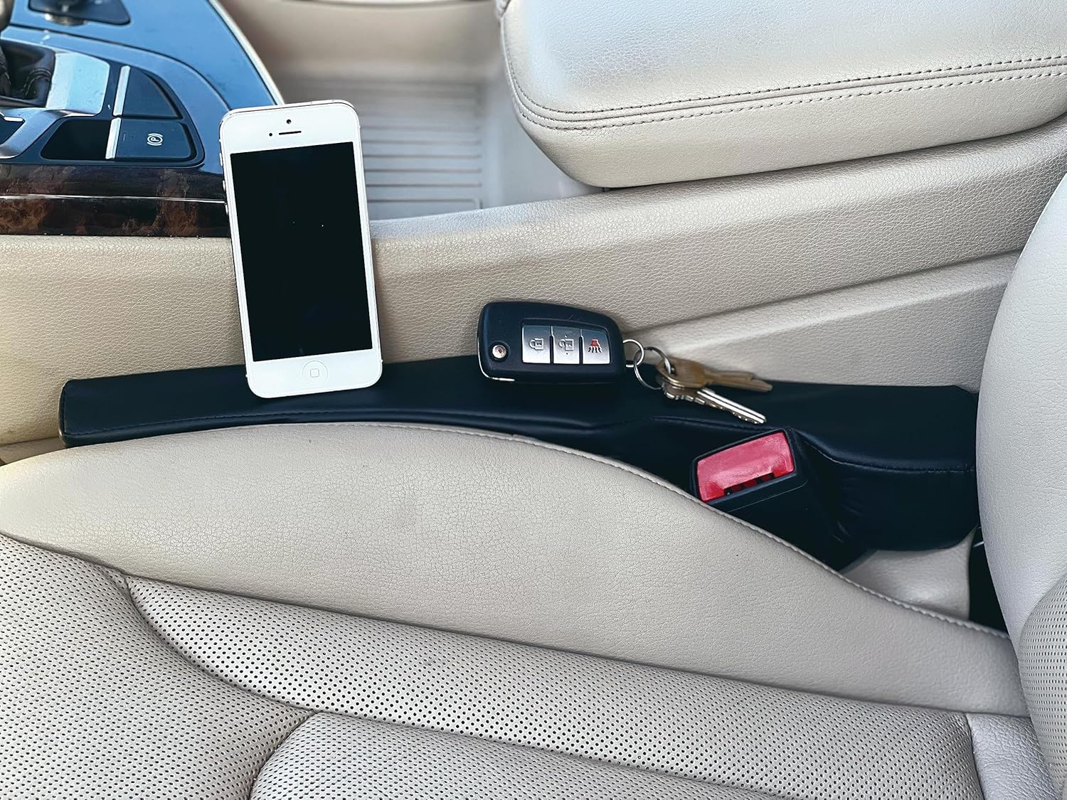 Llenador de huecos para asiento de automóvil – Bloquea el espacio entre el asiento y la consola central – Ajuste universal para el lado del