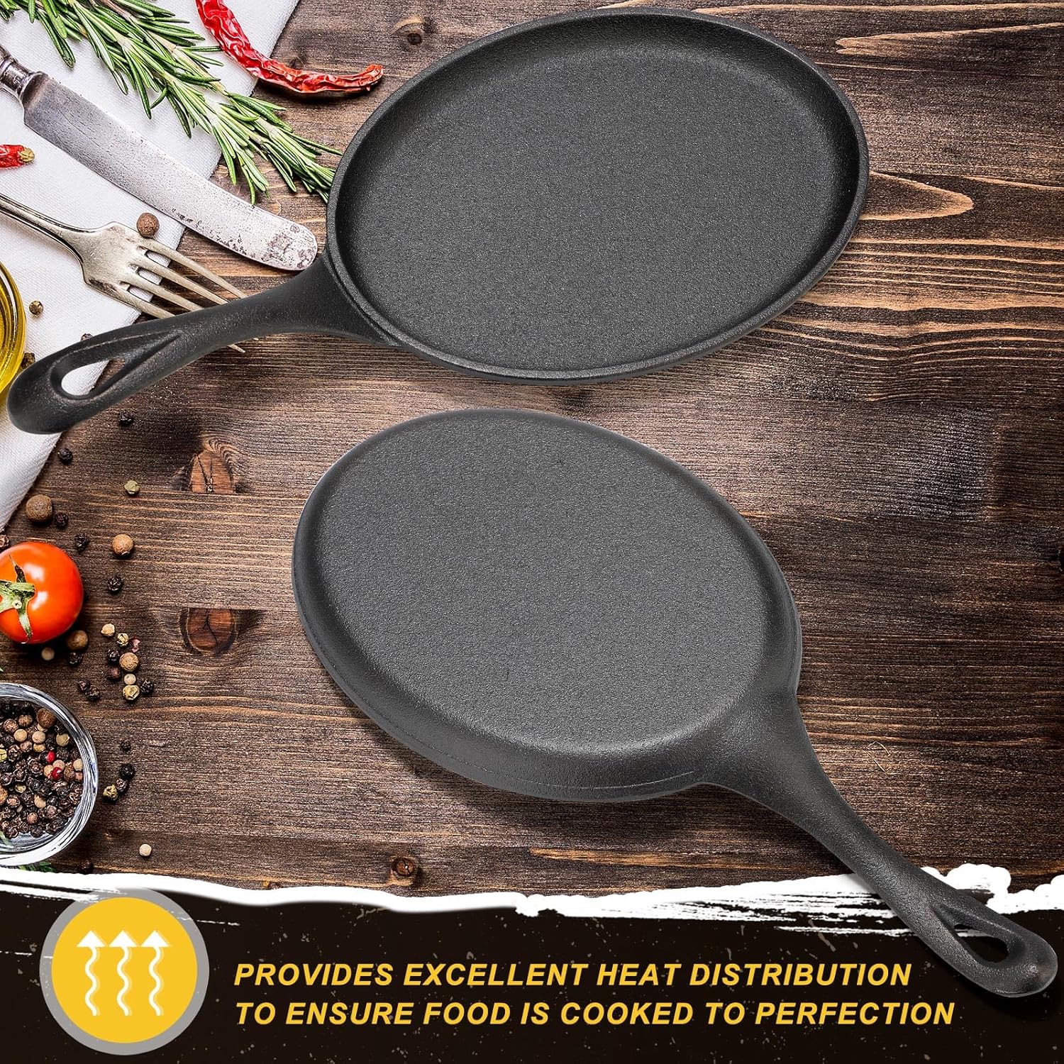 Mifoci Paquete de 12 platos de hierro fundido, mini sartén de 7.8 x 5.9 pulgadas, placa de hierro fundido negro, plato de hierro fundido