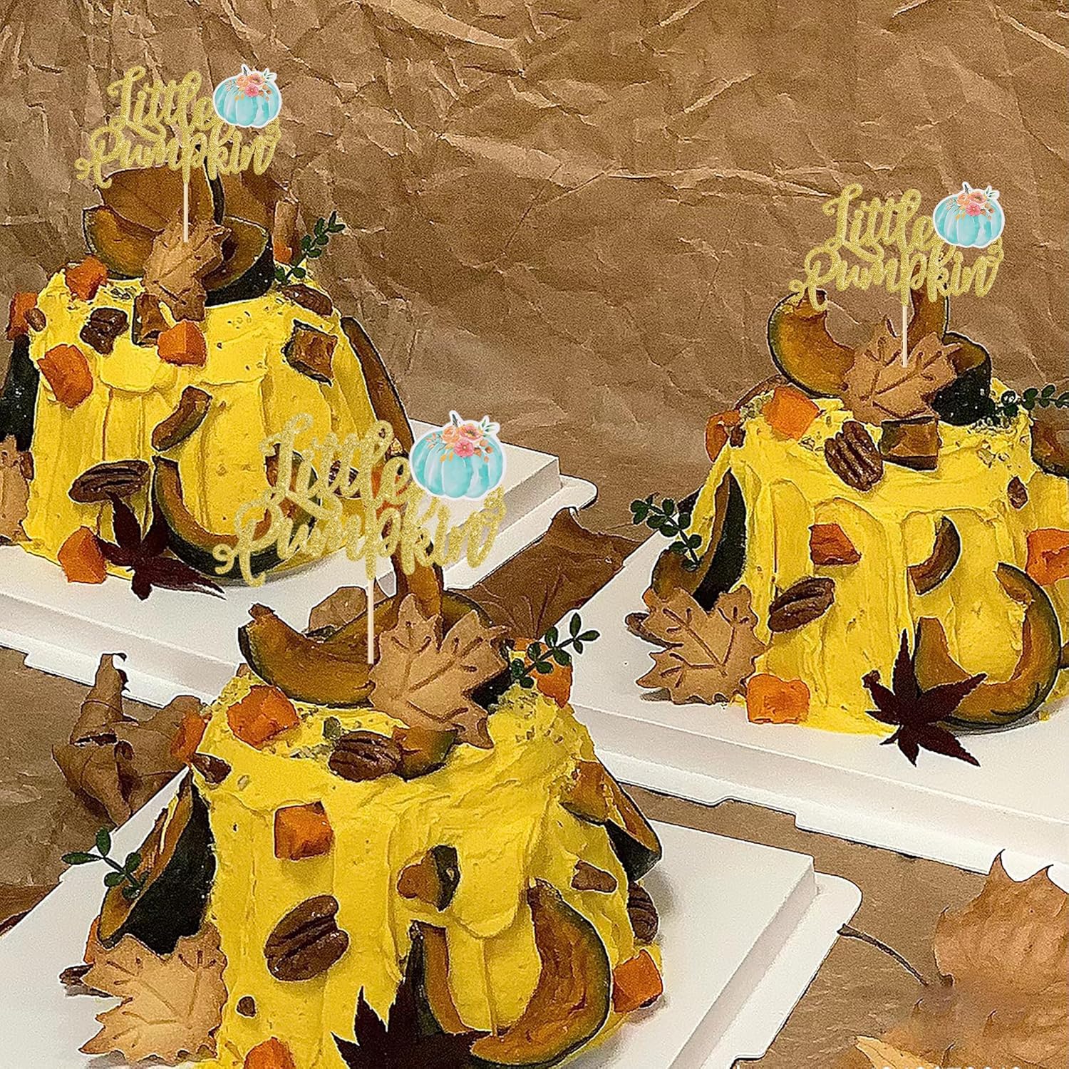 Rsstarxi 1 paquete de decoración de pastel de calabaza pequeña calabaza, baby shower, cumpleaños, decoración para otoño, Acción de Gracias,