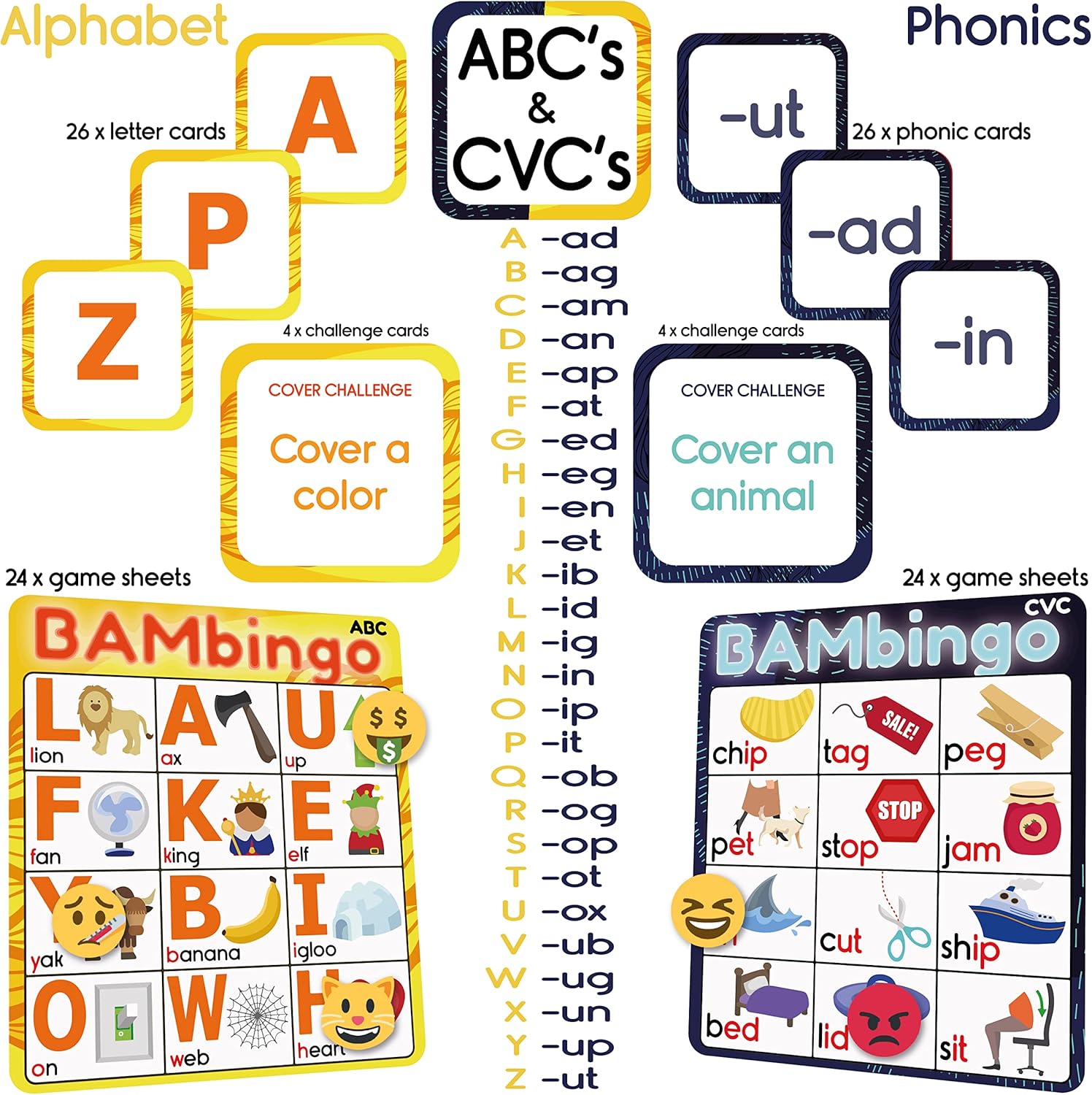 BAMBingo Sight Words Plus Alphabet – Aprender a leer ABC y juegos educativos de vocabulario