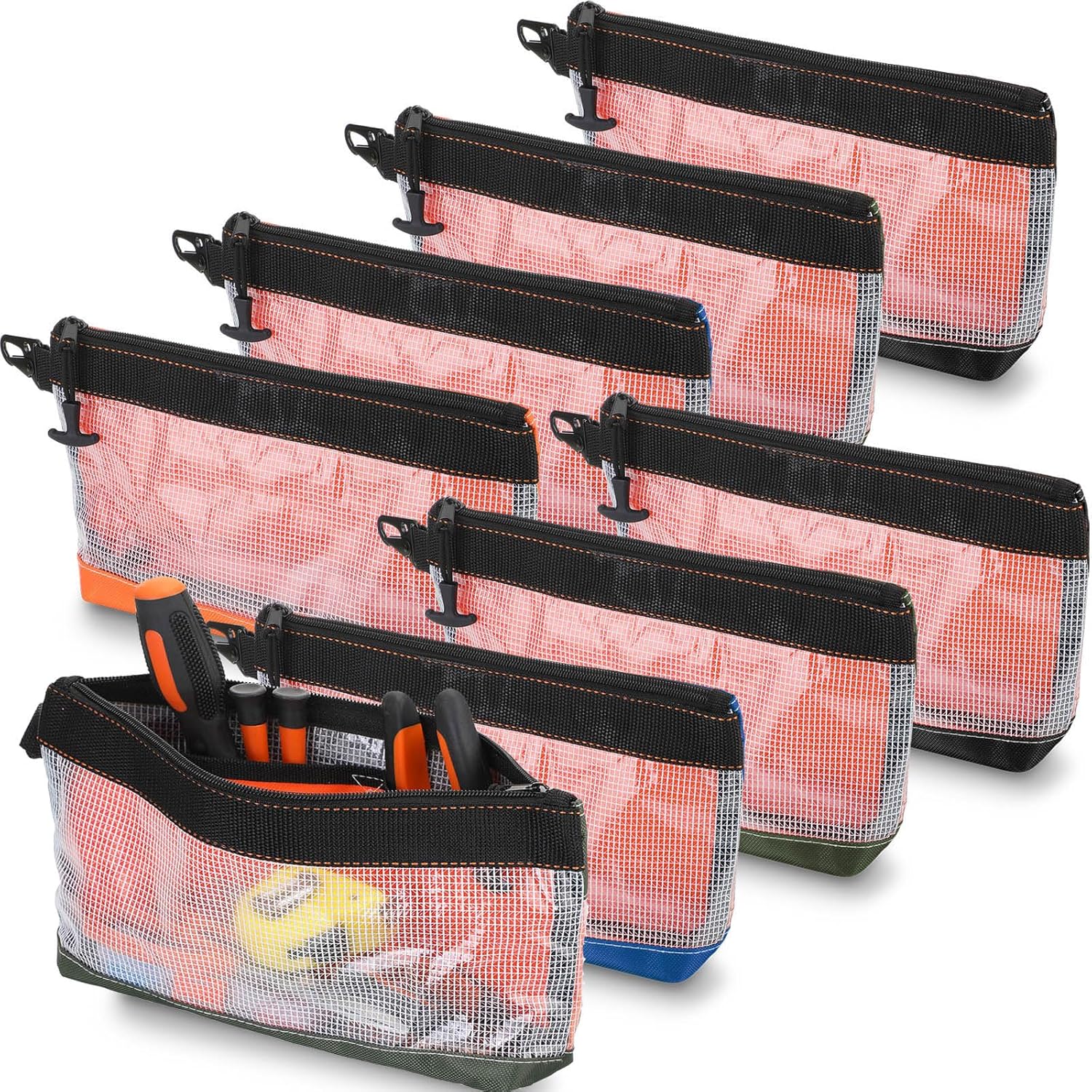 Sanwuta 8 bolsas transparentes para herramientas para hombres, bolsas de herramientas de 12 pulgadas con cremallera, bolsa pequeña de herramientas