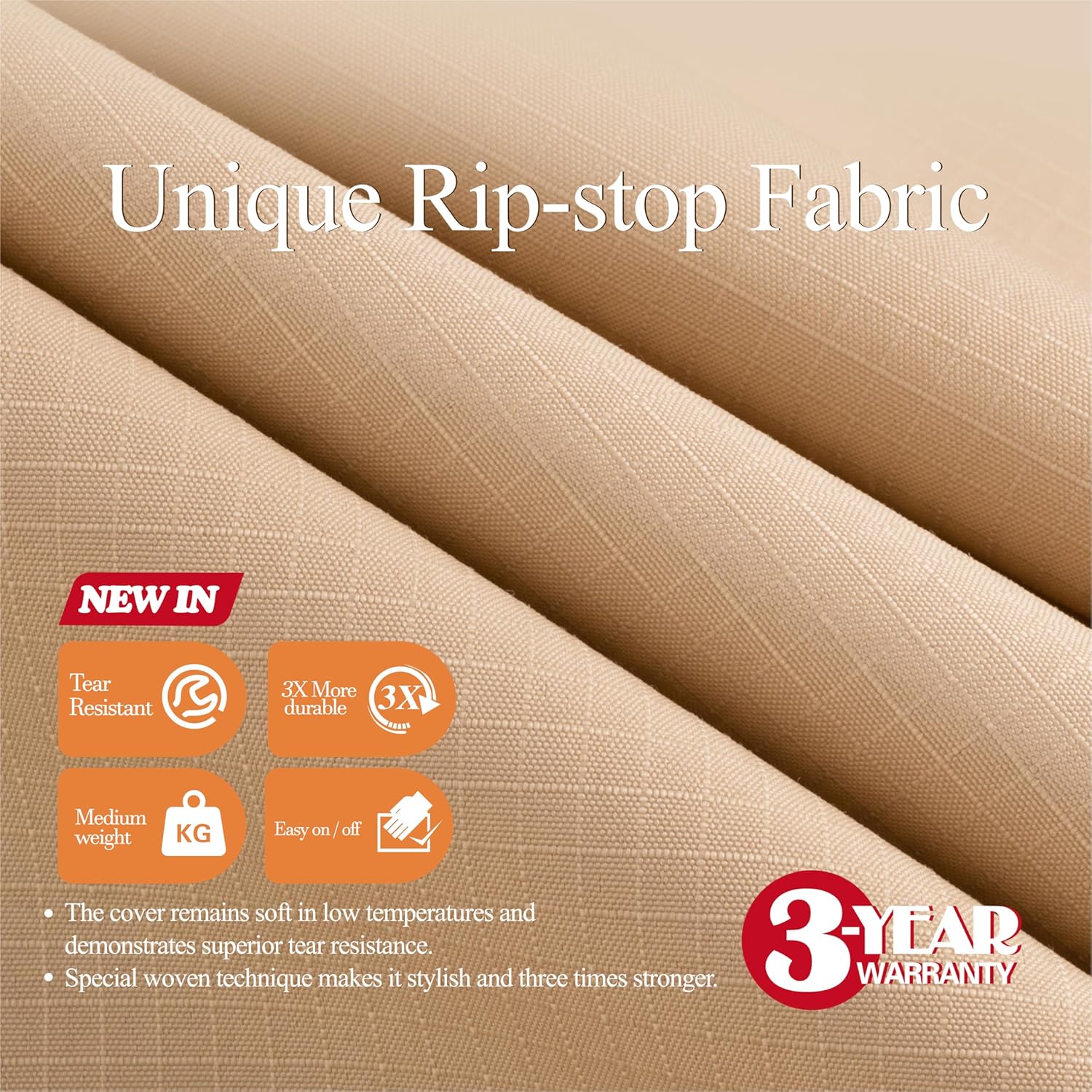 WJ-X3 Funda redonda para muebles de patio, 84 pulgadas de profundidad x 31 pulgadas de alto, impermeable, resistente a los rayos UV, funda de
