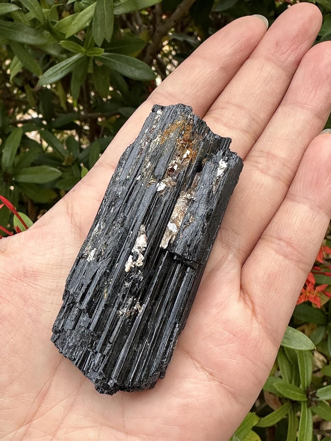 GAF TREASURES Trozovarillatronco de turmalina negra extra grande, cristal de turmalina negra natural, turmalina negra cruda, forma libre de