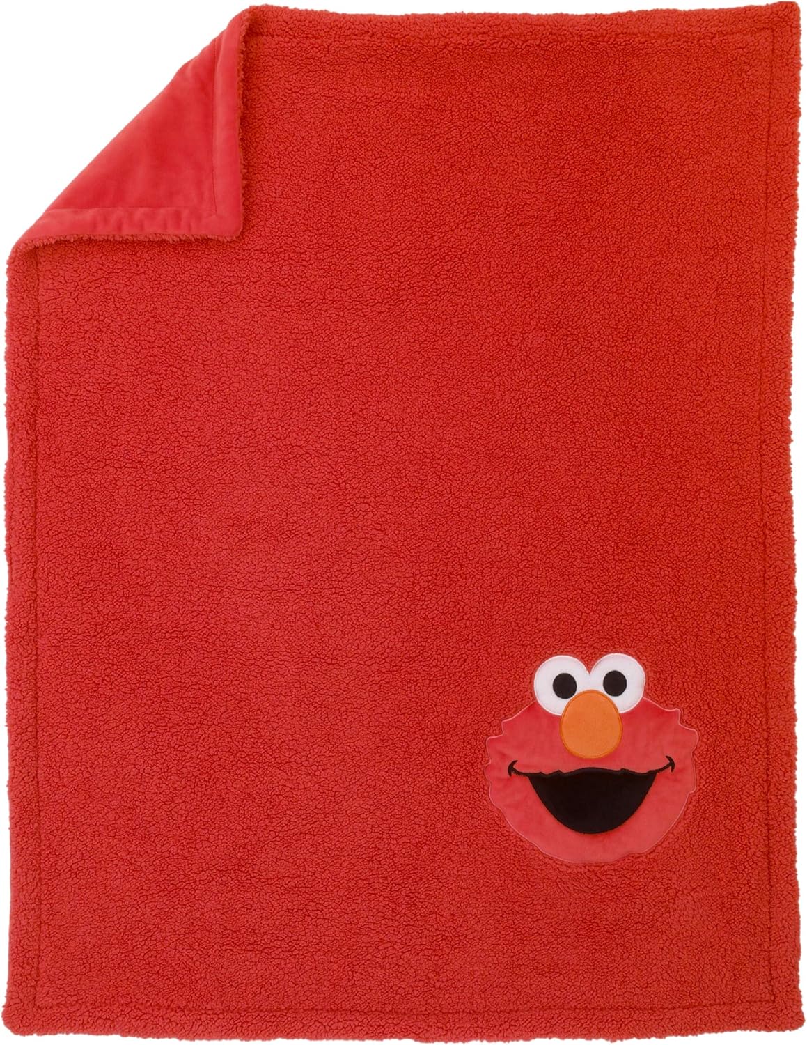 SESAME STREET Elmo – Manta de sherpa de felpa suave roja con apliques