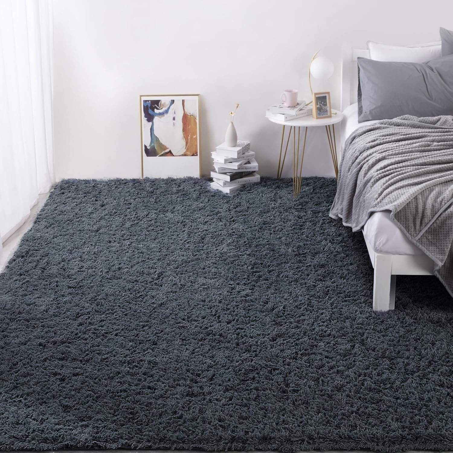 HOMBYS Alfombra lanuda de 9 x 12 pies, alfombra de felpa ultra mullida de piel sintética grande para sala de estar, dormitorio, alfombra mullida