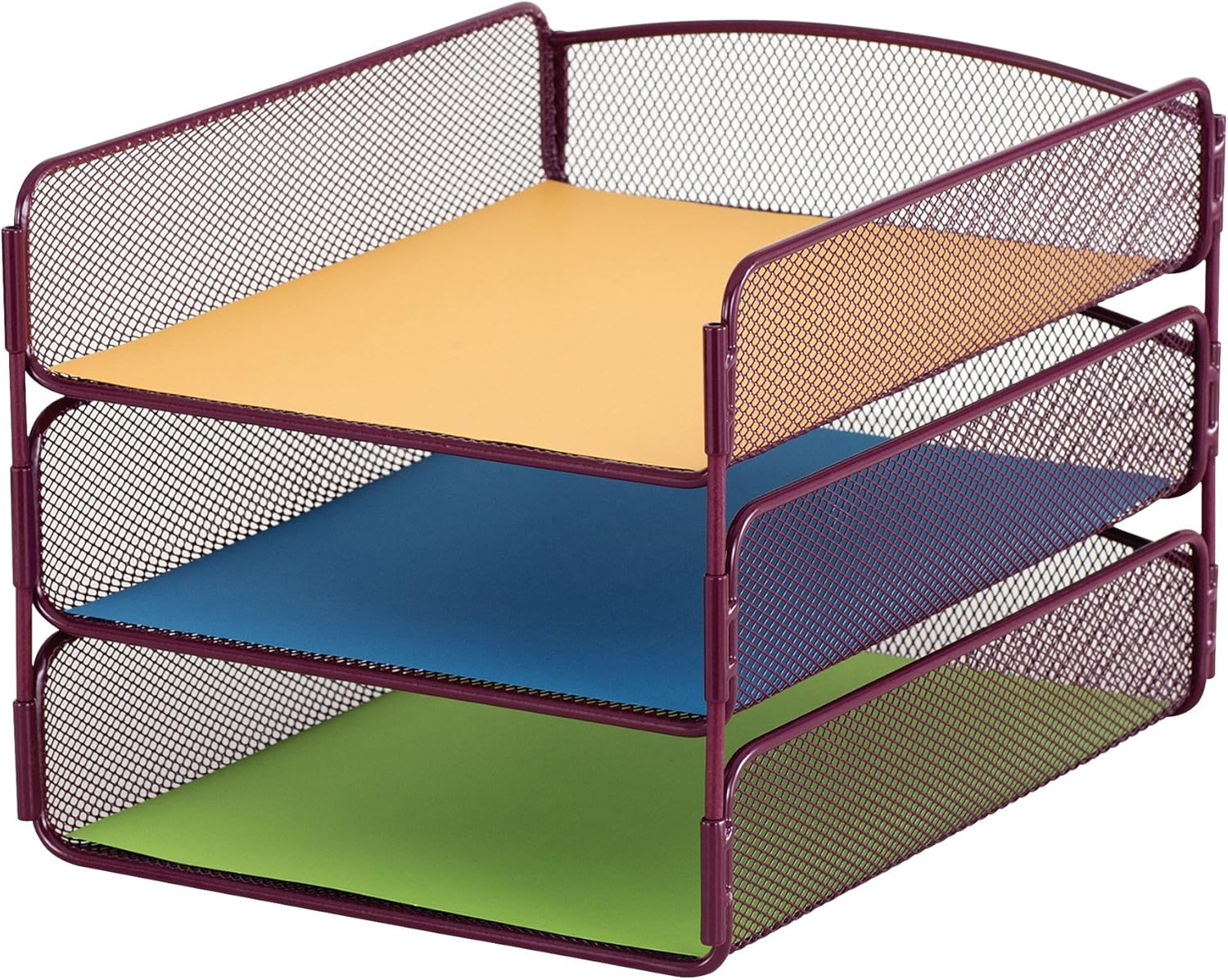 Safco Products 3271BL Organizador de escritorio con bandeja triple de malla en color ónix, Vino