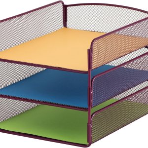 Safco Products 3271BL Organizador de escritorio con bandeja triple de malla en color ónix, Vino Safco Products 3271BL Organizador de escritorio con bandeja triple de malla en color ónix, Vino