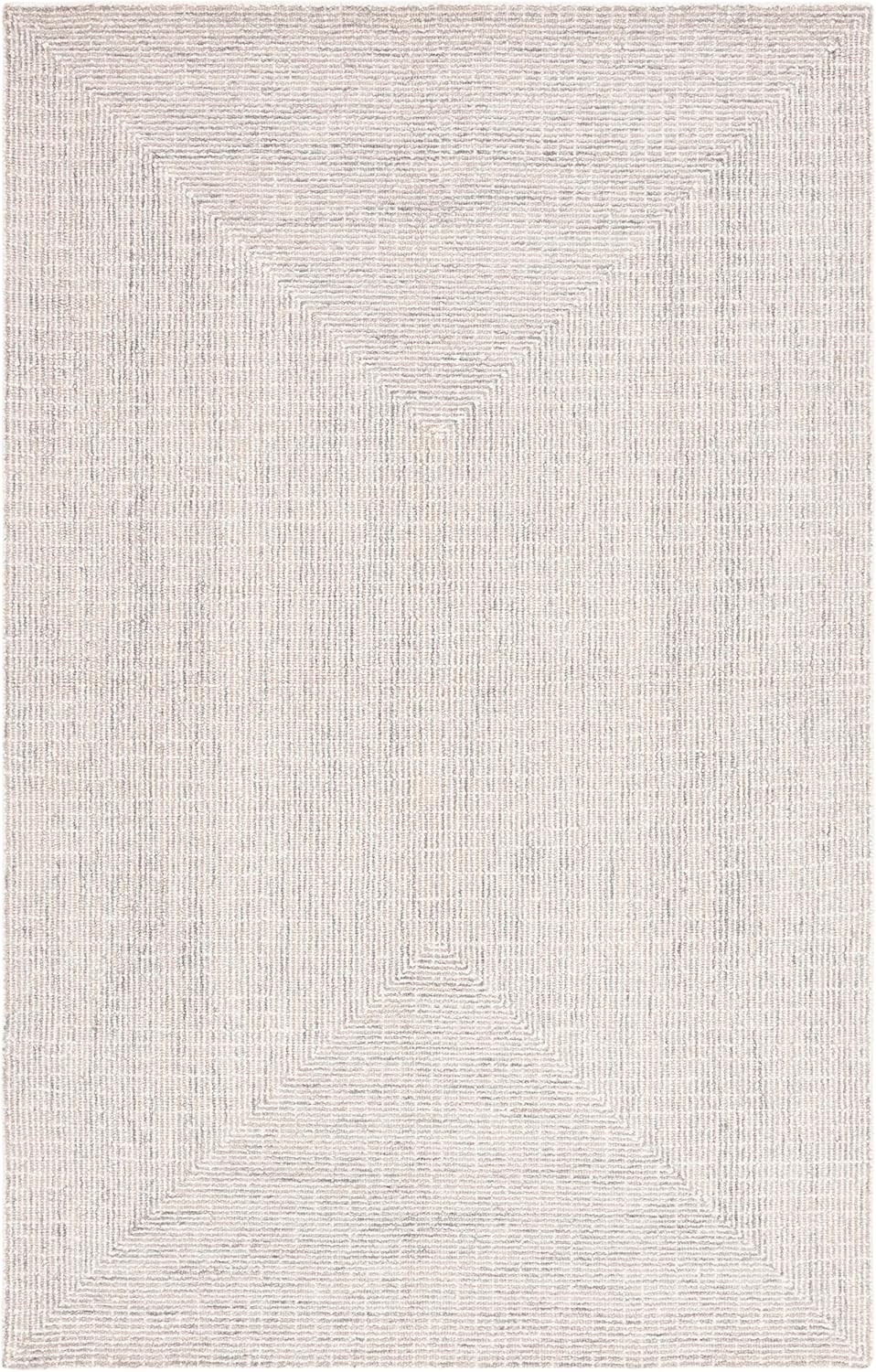 Safavieh Abstract Collection – Alfombra de área de 6 x 9 pies, gris y marfil, lana hecha a mano, ideal para zonas de alto tráfico en sala de estar,