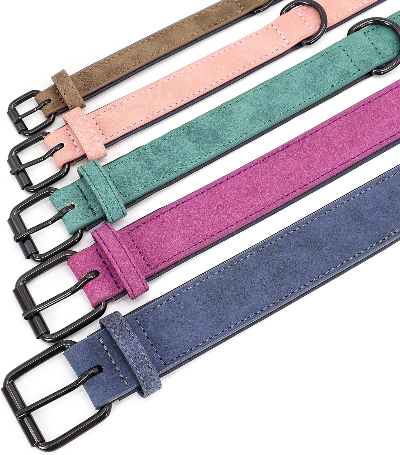 Didog Collar de cuero acolchado suave para perro, transpirable, resistente con hebilla metálica ajustable a prueba de óxido para perros pequeños,