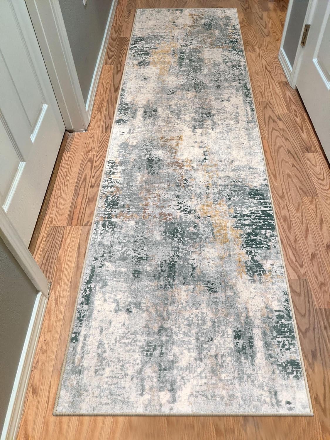 Alfombras lavables para pasillo de 2 x 8 pulgadas con parte trasera de goma, antideslizantes, modernas, abstractas, antideslizantes, suaves,