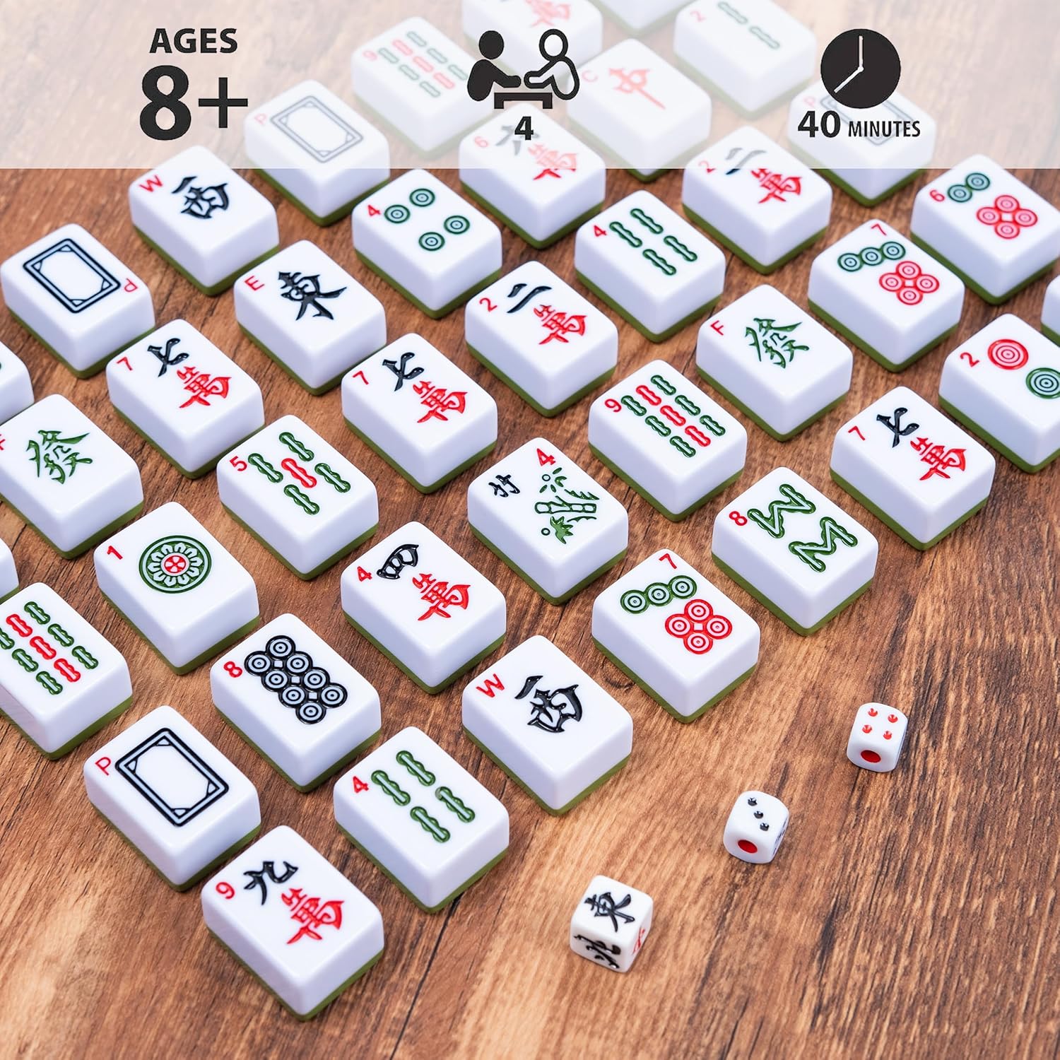 drizzle Juego de Mahjong numerado de 1.181 in  1.2 pulgadas portátil 146 azulejos premium  Juego de versión tradicional china  Manual para