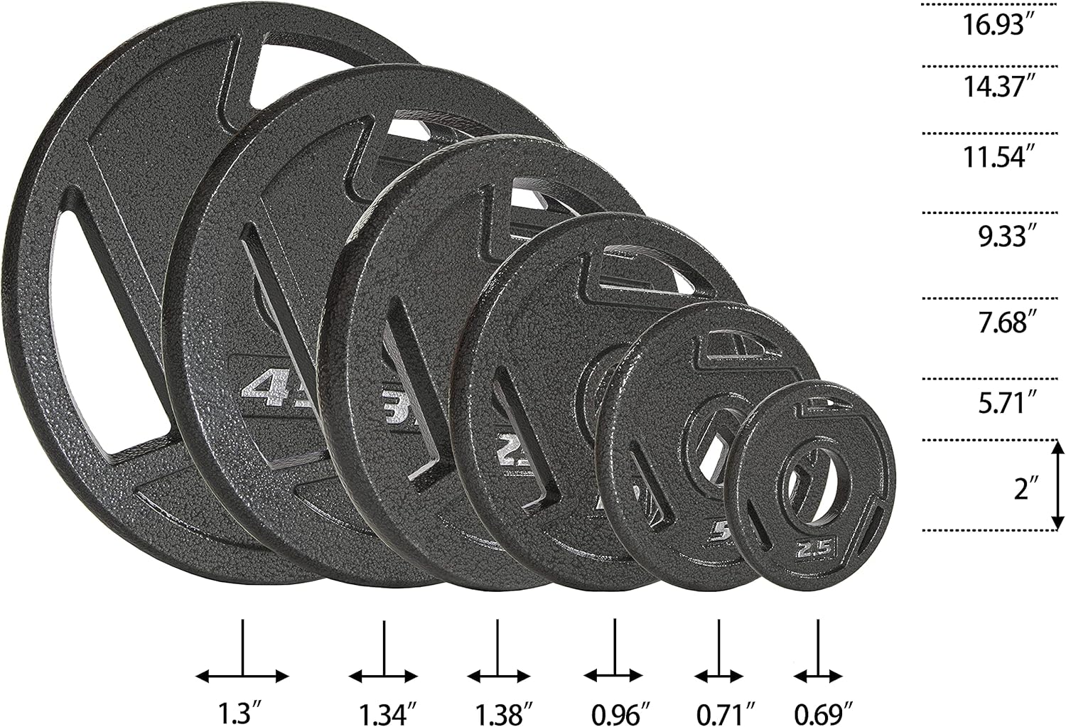 BalanceFrom Powergainz – Placa olímpica de hierro fundido de 2 pulgadas para entrenamiento de fuerza y levantamiento de pesas, color negro,
